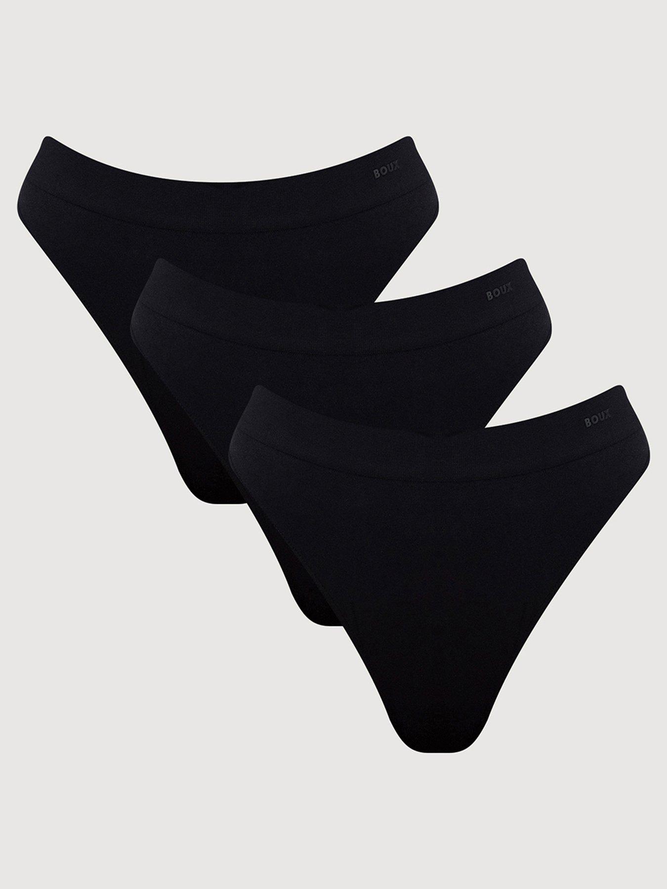 Boux Avenue Seam Free High Leg Brazilian Knickers 3 Pack - Black