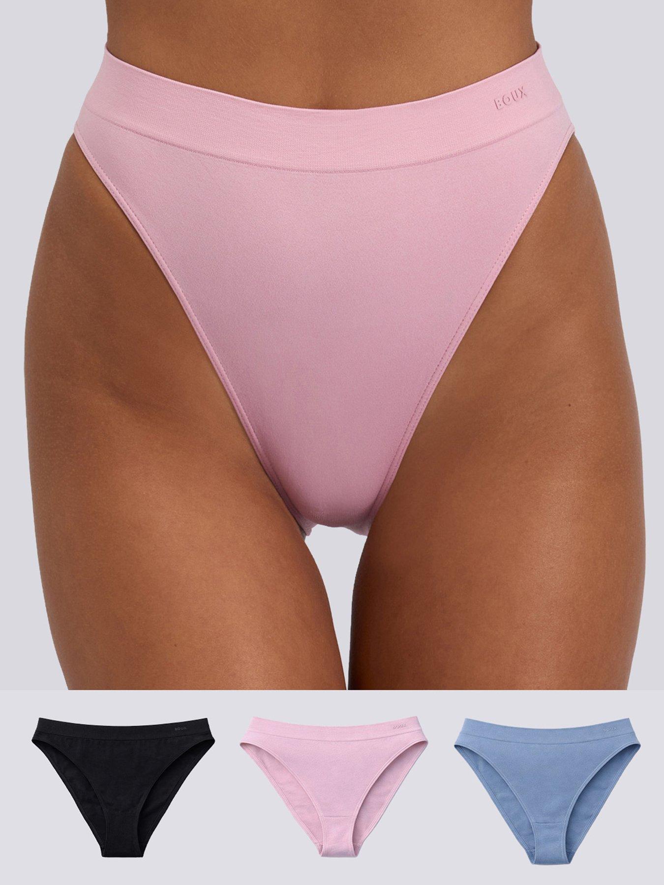 Boux Avenue Seamfree High Leg Brazilian 3pk - Pink Mix