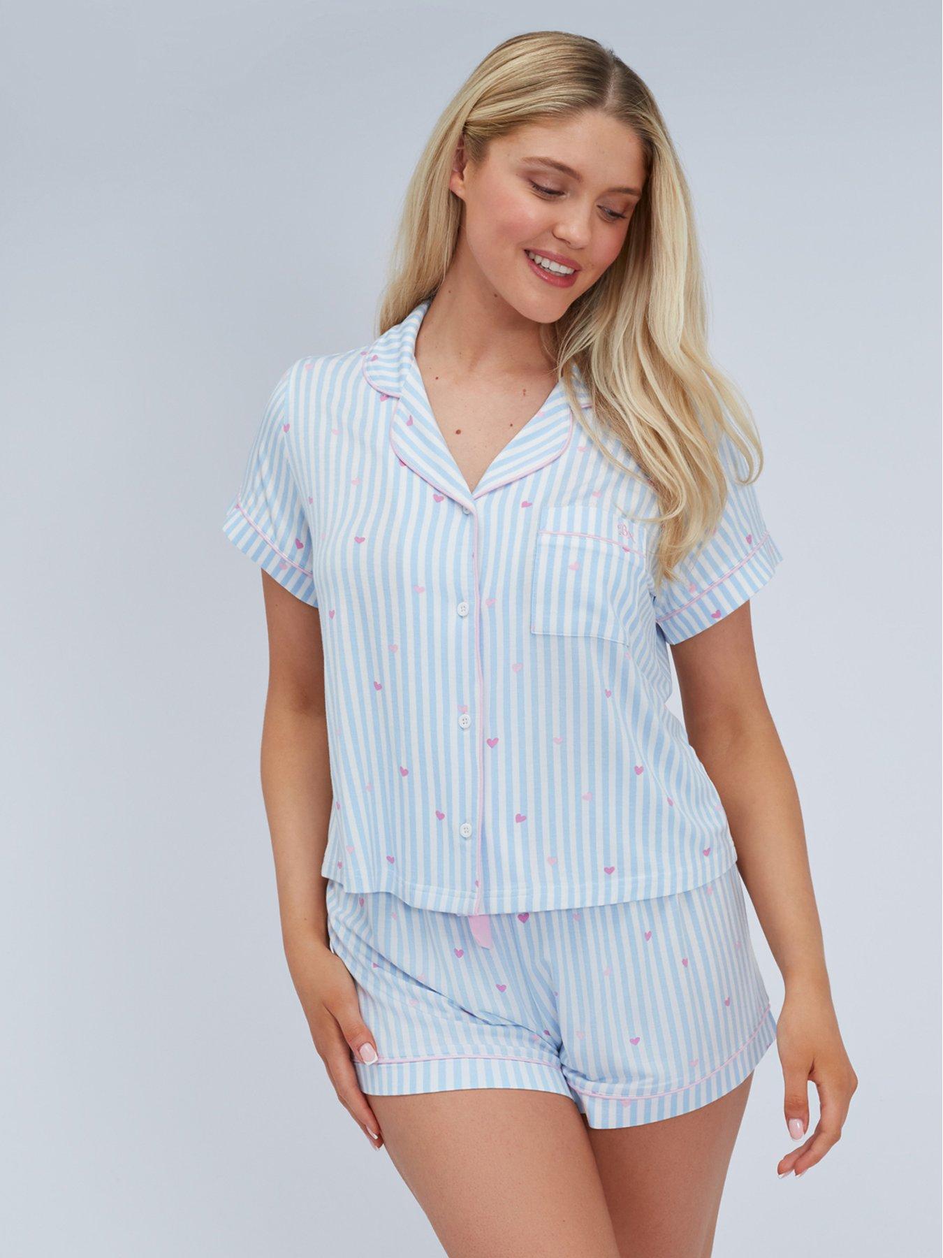 Boux Avenue Heart Stripe Modal Short Pyjama - Blue