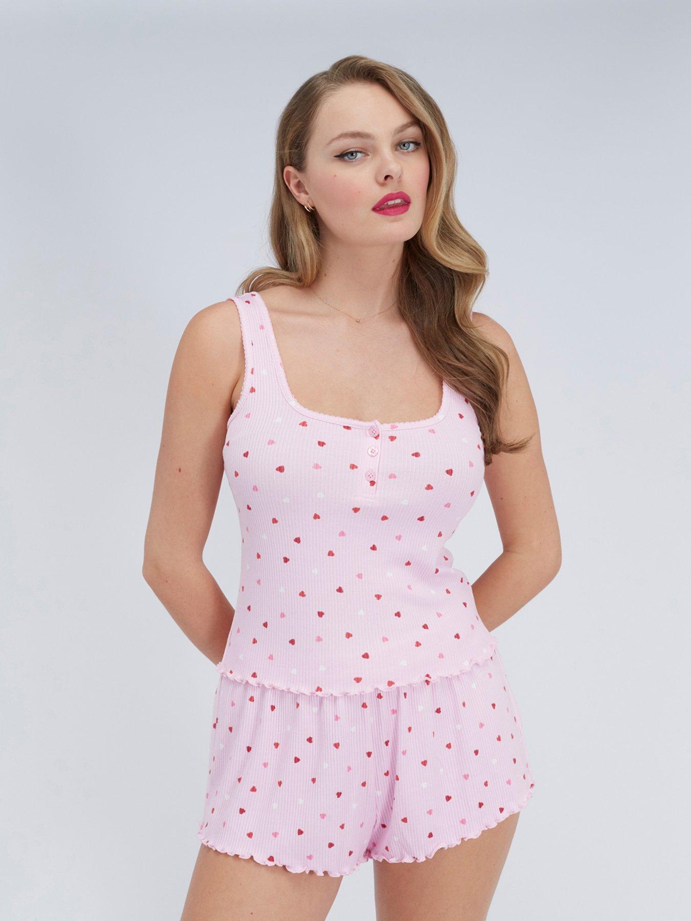 Boux Avenue Heart Rib Short Pyjama Set - Pink