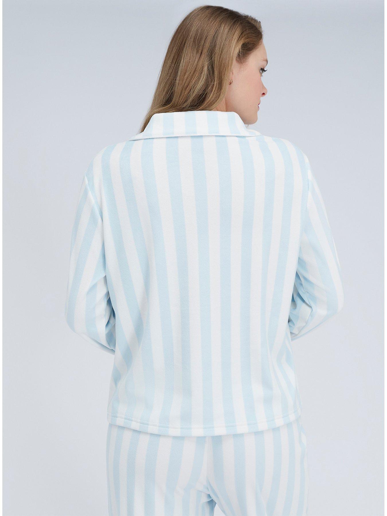  image of boux-avenue-stripe-velour-pyjama-set-blue