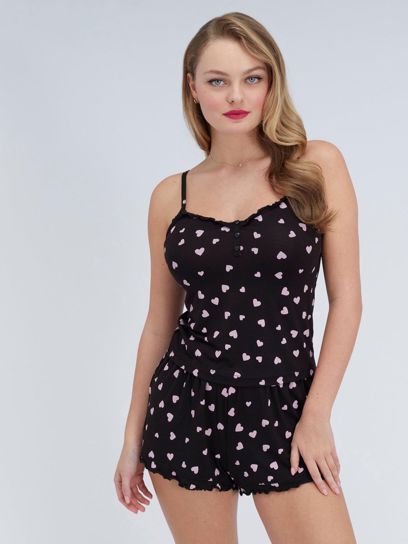  image of boux-avenue-heart-modal-cami-set-black