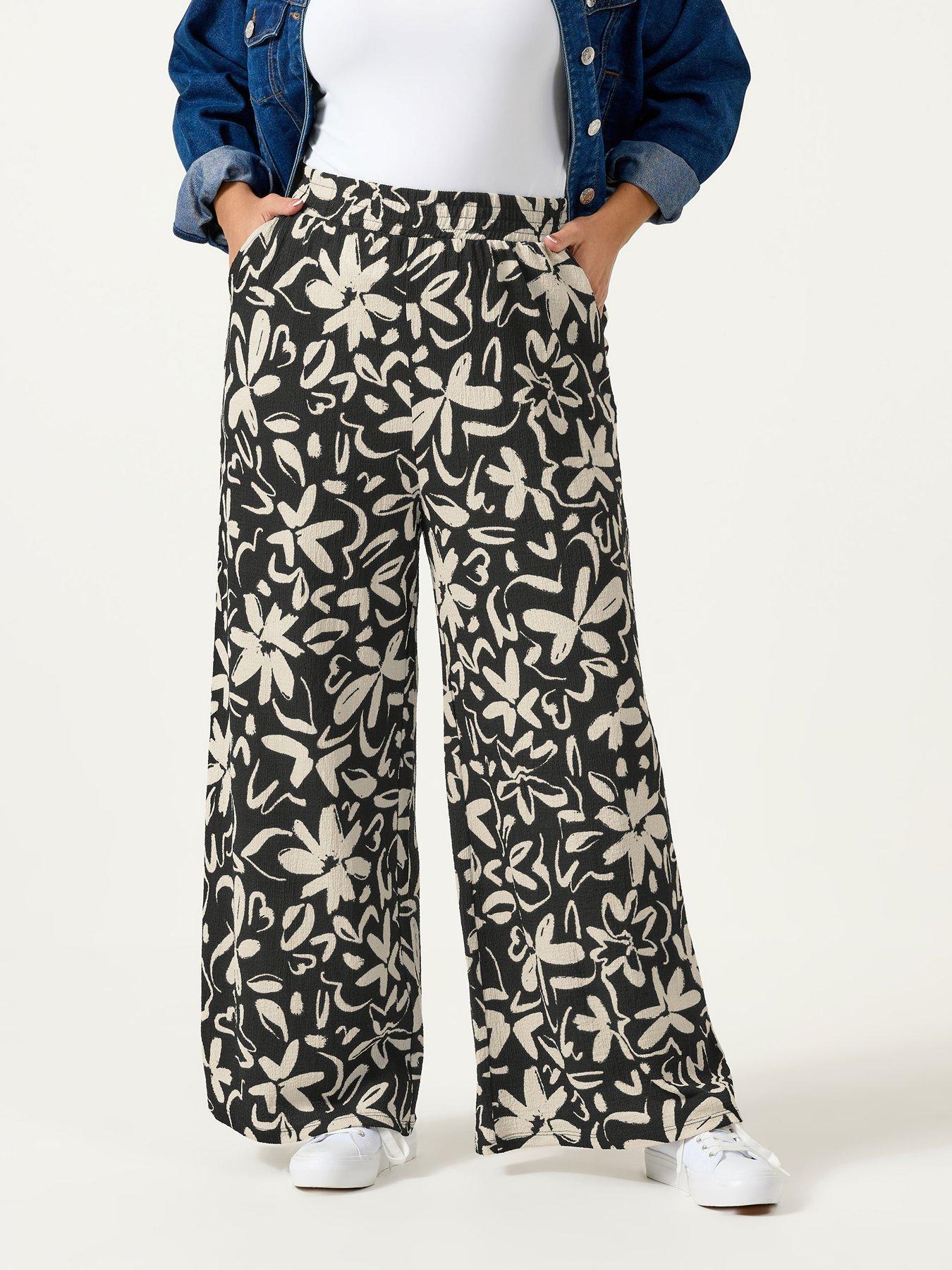 Yours Curve Jersey Wide Leg Trousers - Black