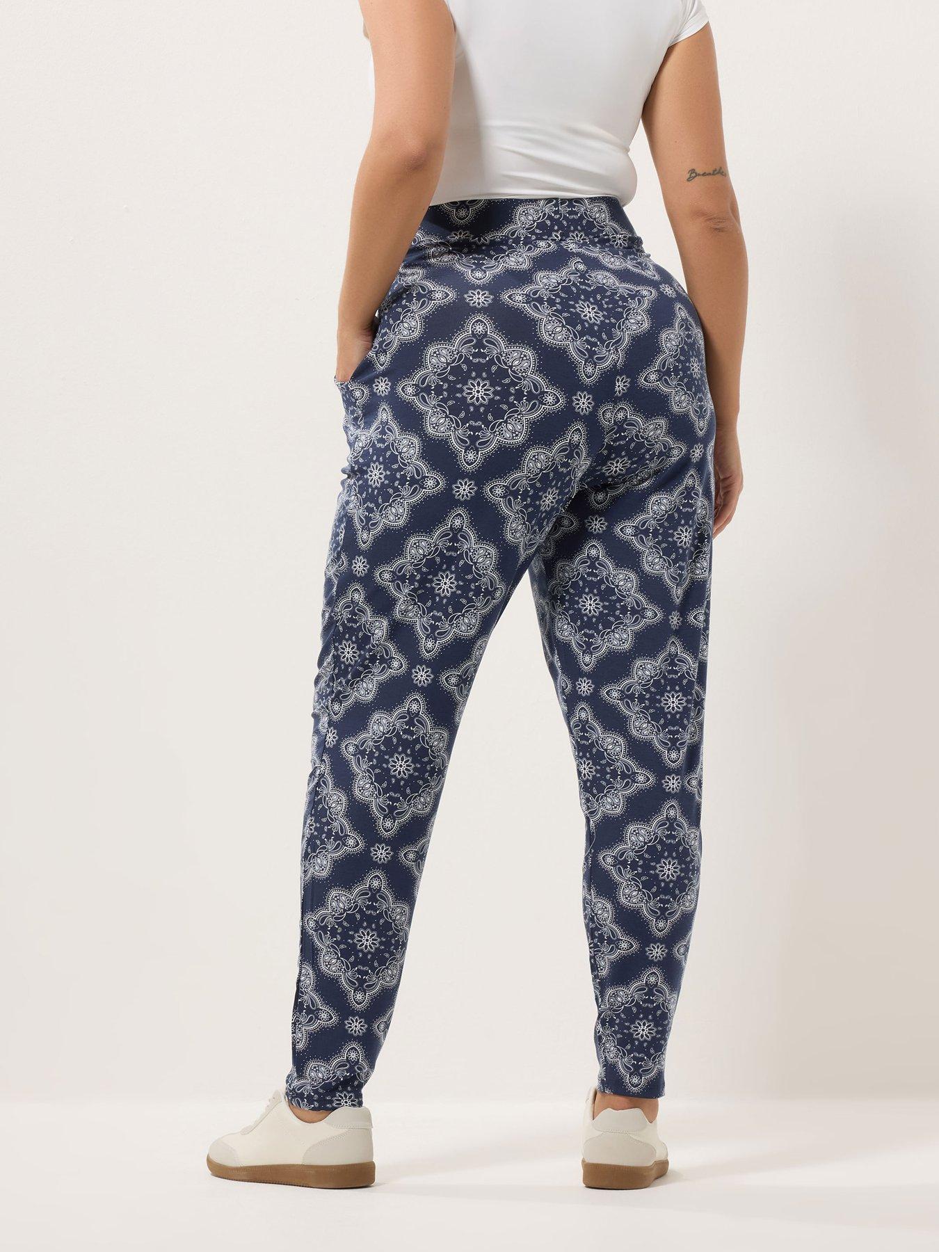 stillFront image of yours-curve-double-pleat-harem-trousers-blue