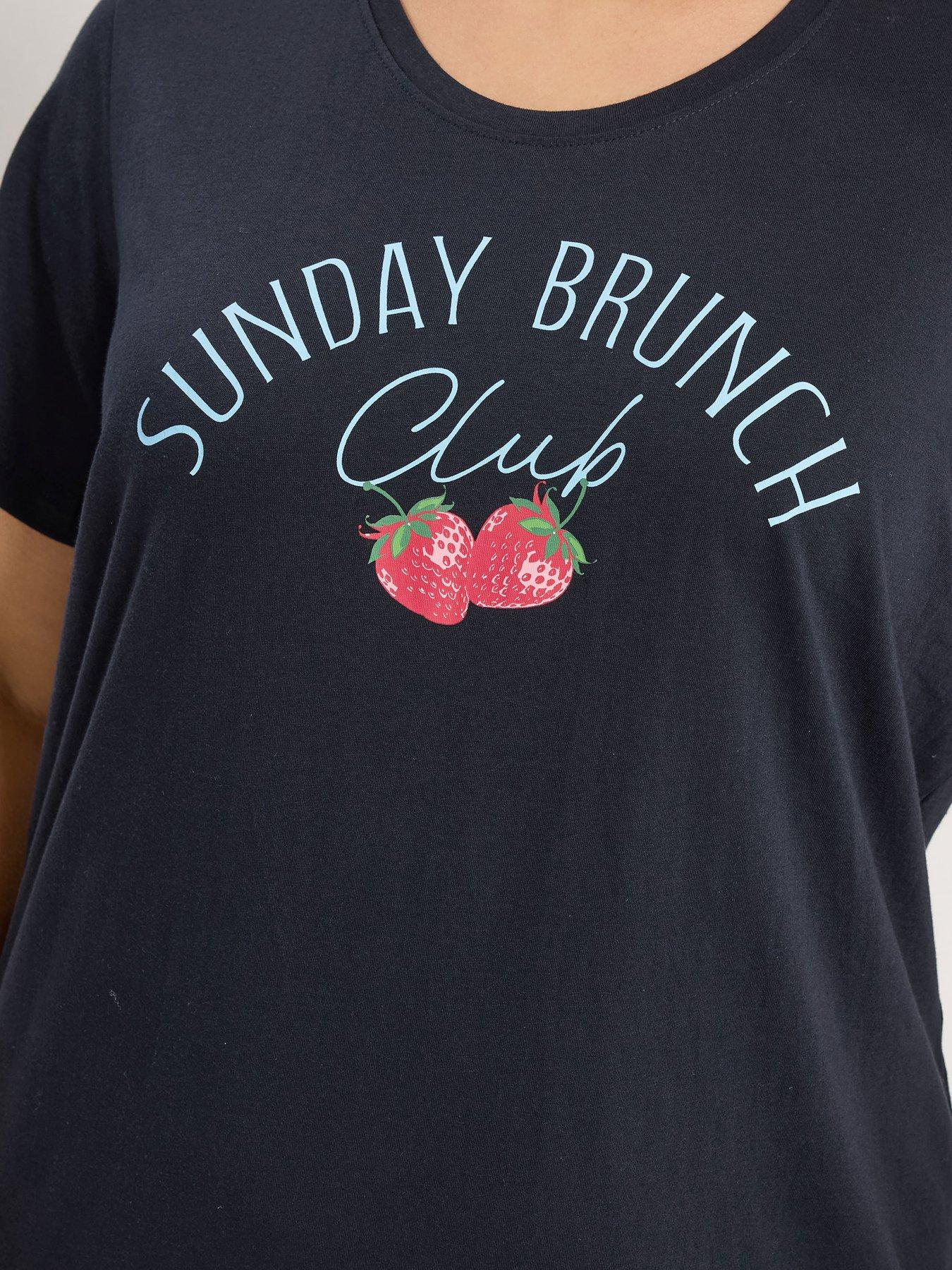 Image 4 of 6 of Yours Curve 2 Pack Sunday Brunch Dipped Back Nightdress