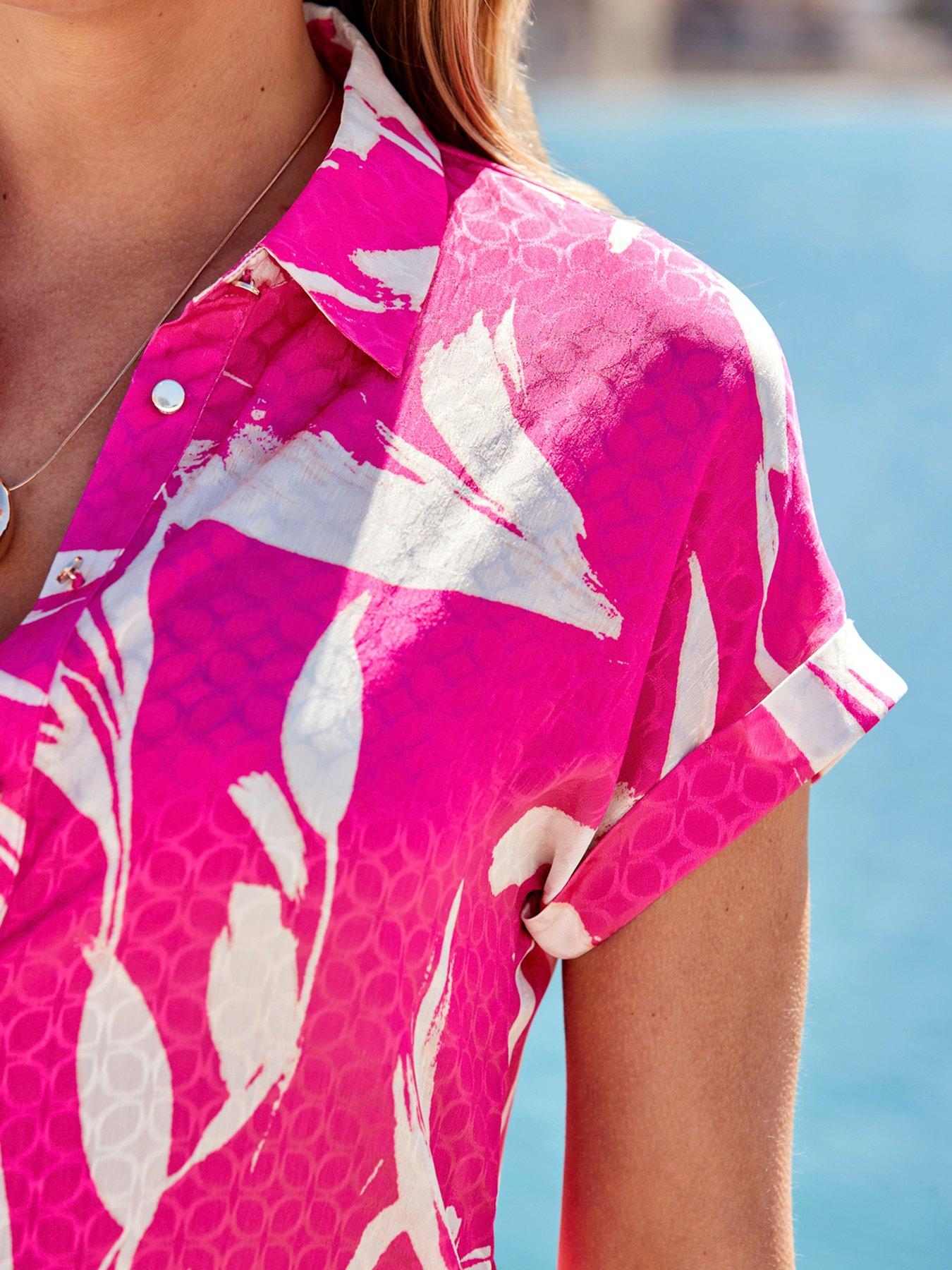  image of sosandar-print-jacquard-shirt-pink