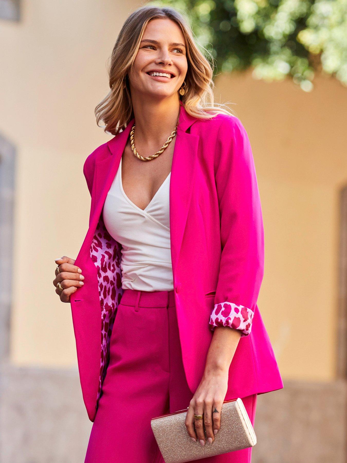 Image 1 of 6 of Sosandar Lined Blazer - Pink