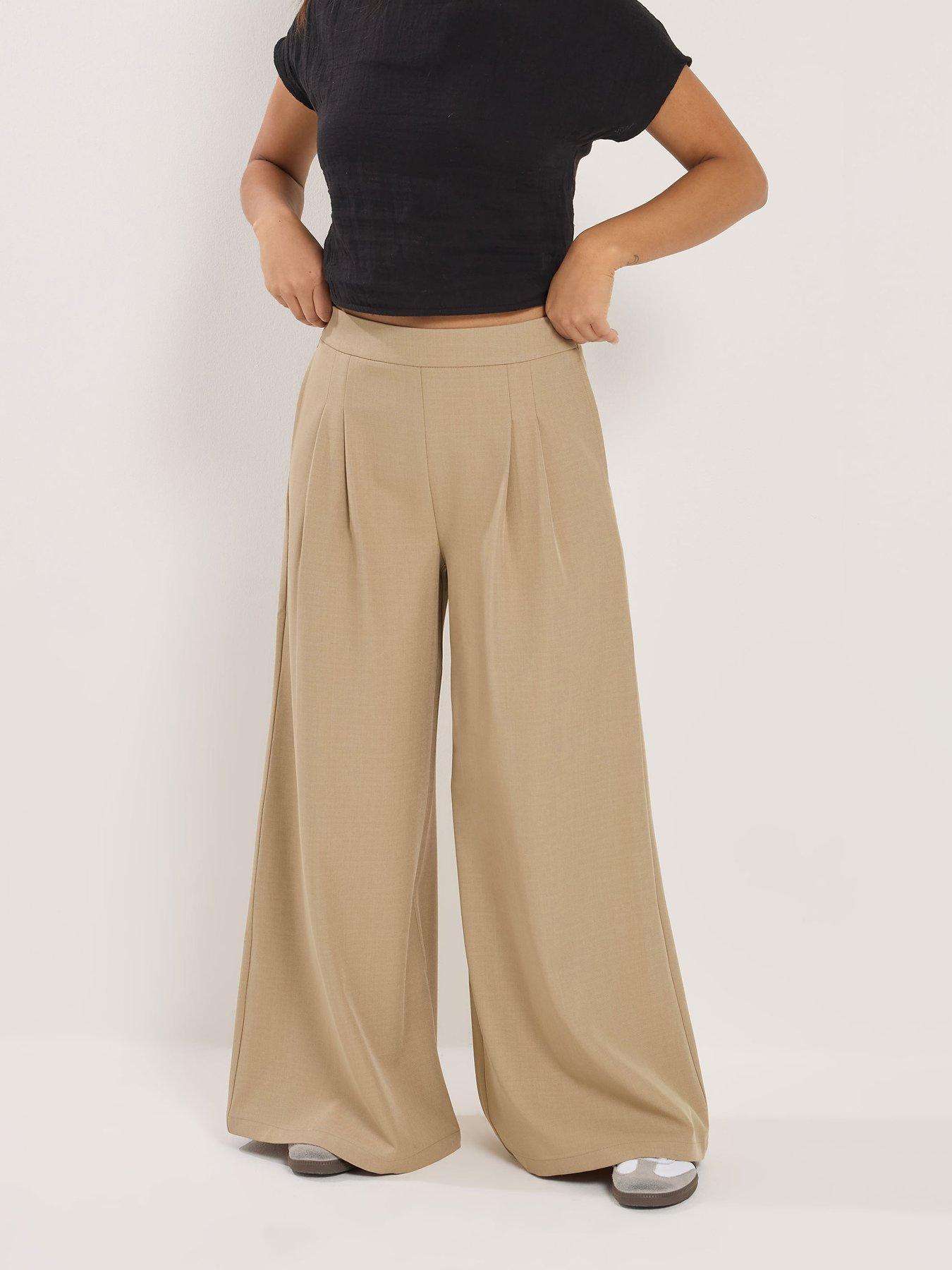 front image of pixiegirl-petite-pleat-front-palazzo-trousers