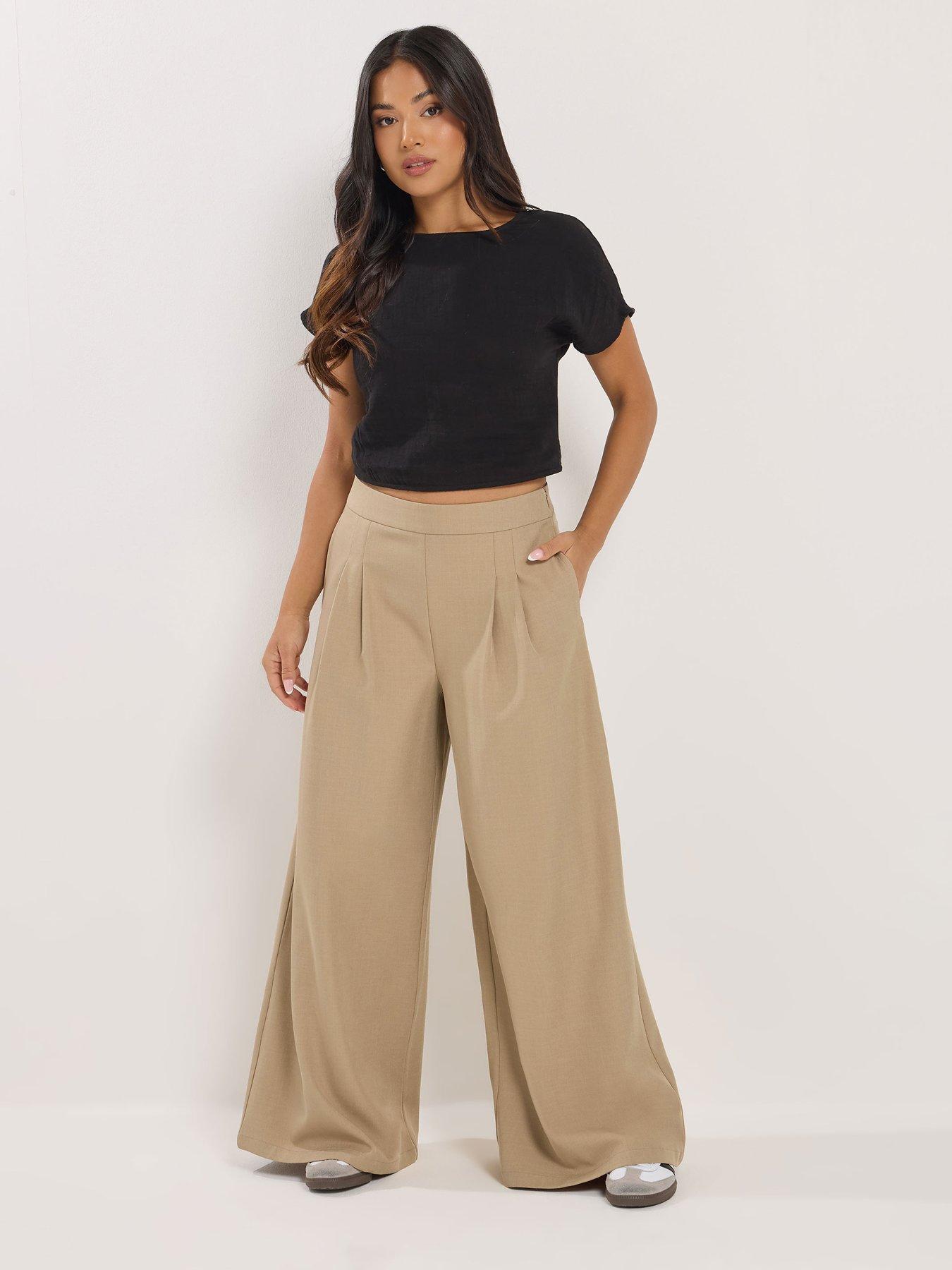  image of pixiegirl-petite-pleat-front-palazzo-trousers