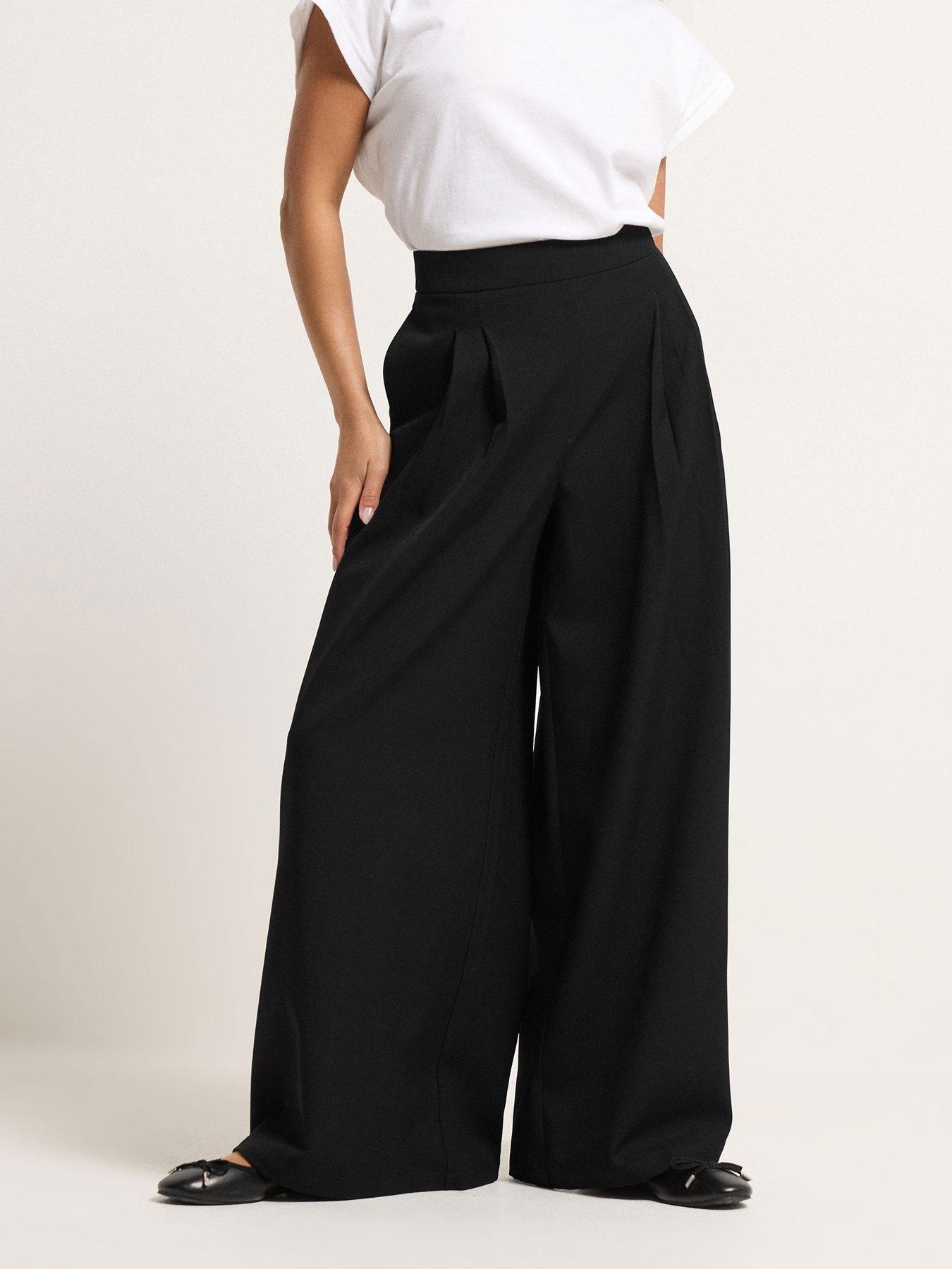  image of pixiegirl-petite-pleat-front-palazzo-trousers-blue