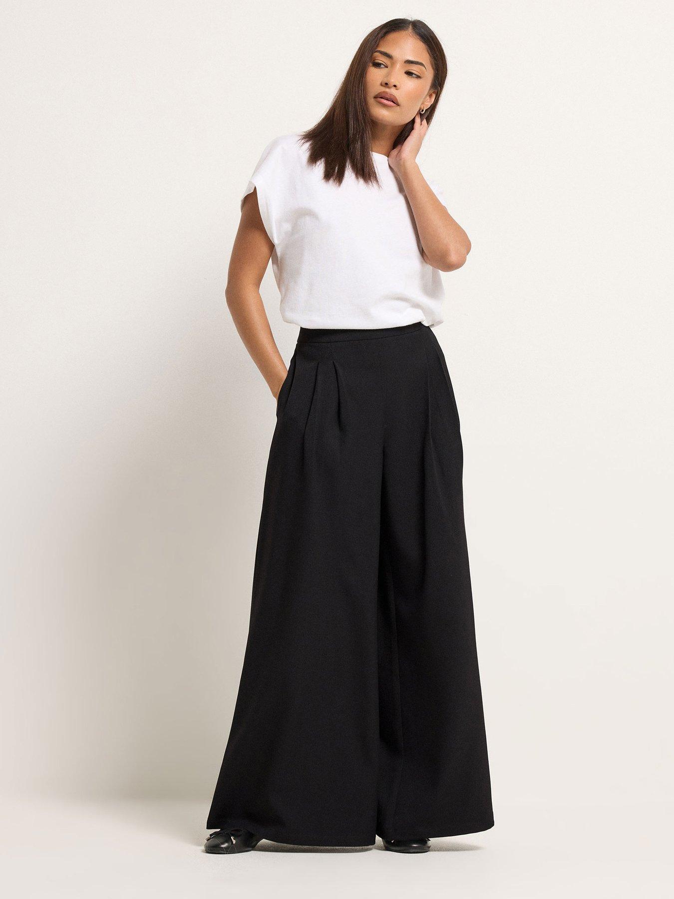  image of pixiegirl-petite-pleat-front-palazzo-trousers-blue