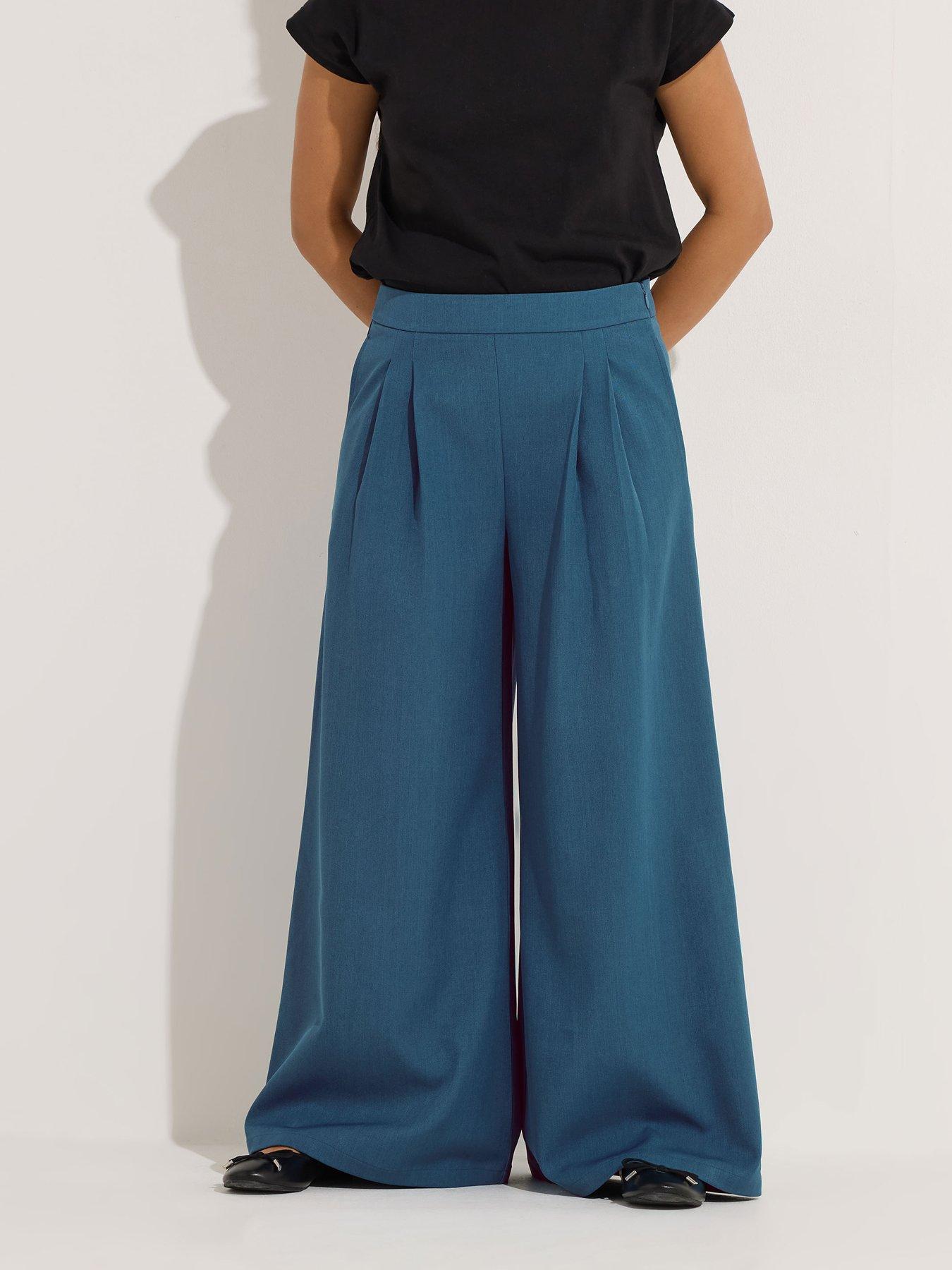 Image 4 of 6 of PixieGirl Petite Pleat Front Palazzo Trousers