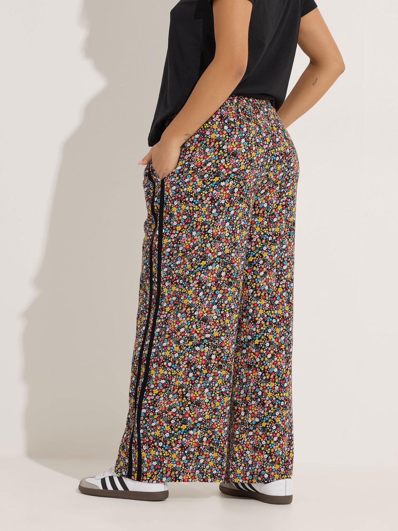  image of pixiegirl-petite-ditsy-wide-leg-side-stripe-trousers