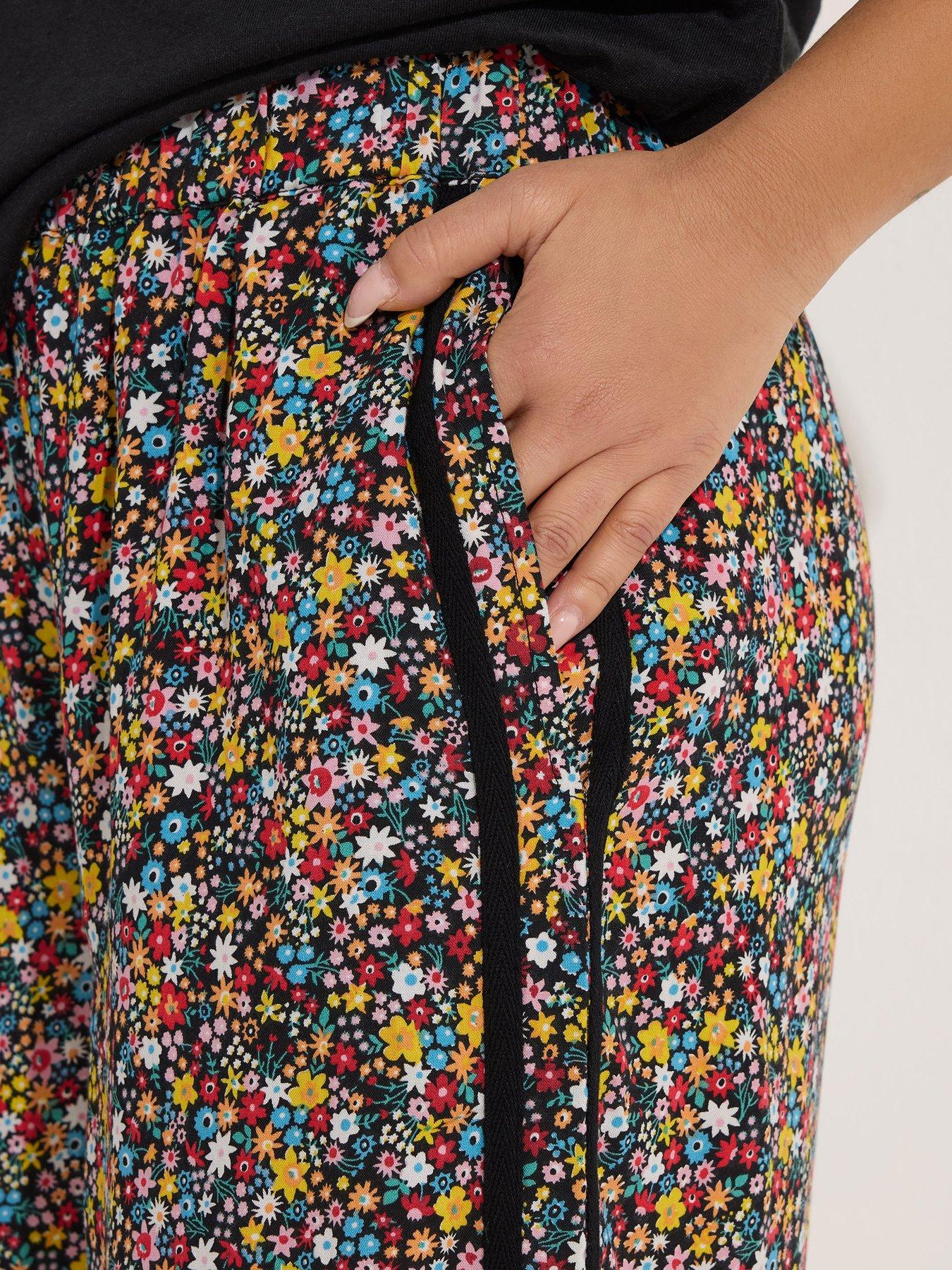  image of pixiegirl-petite-ditsy-wide-leg-side-stripe-trousers