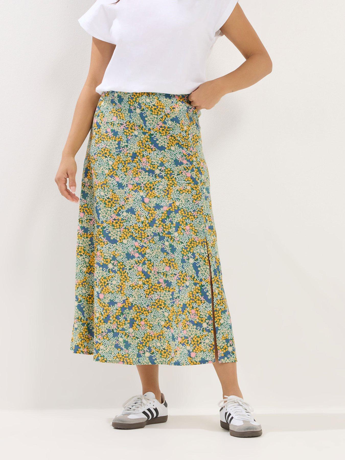 front image of pixiegirl-petite-ditsy-midaxi-skirt