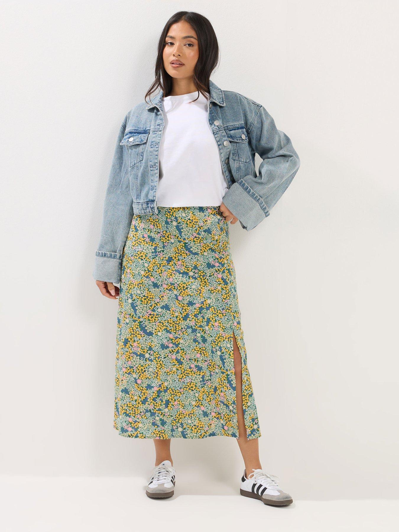  image of pixiegirl-petite-ditsy-midaxi-skirt