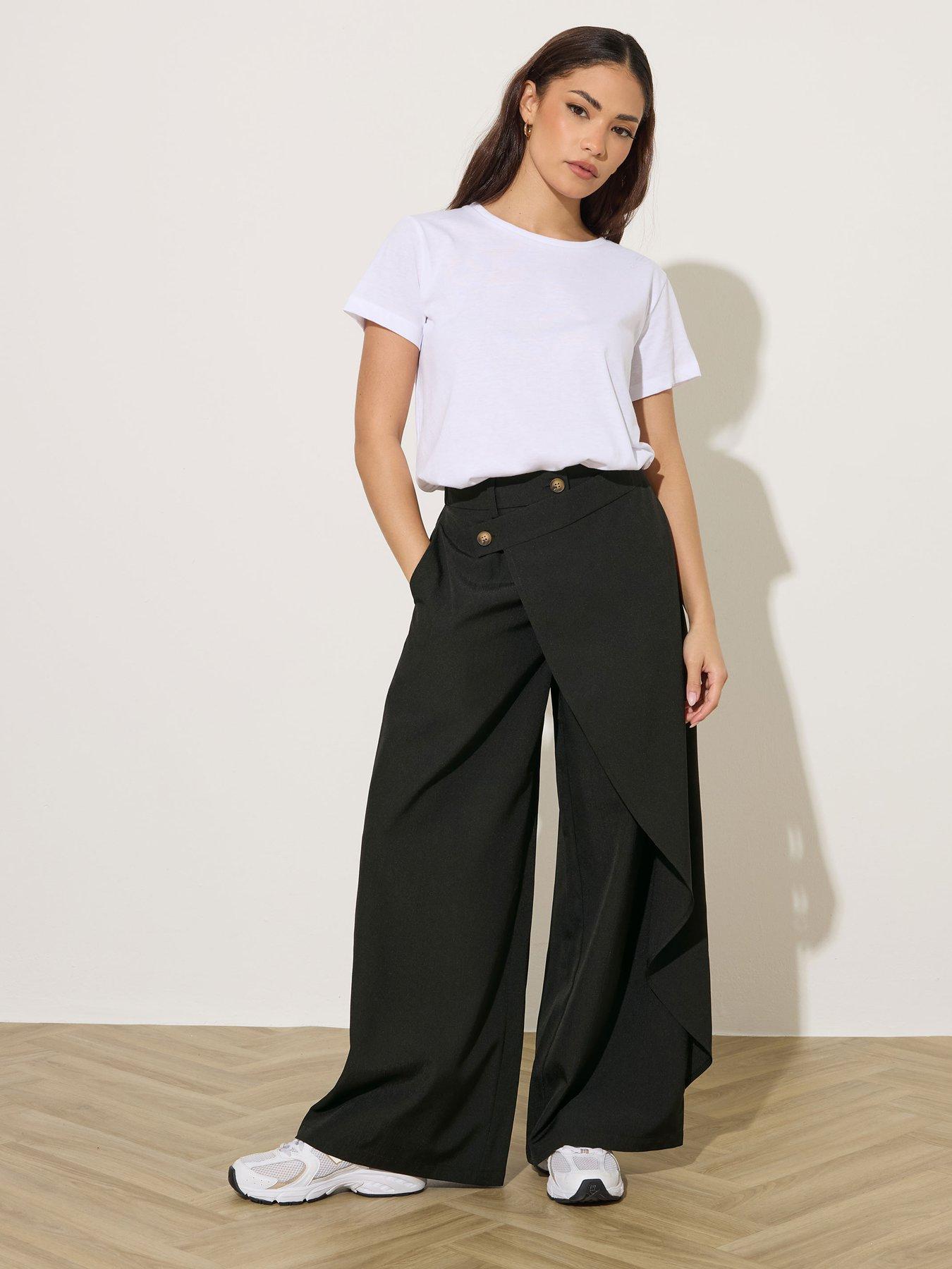  image of pixiegirl-petite-wrap-wide-leg-trousers-black