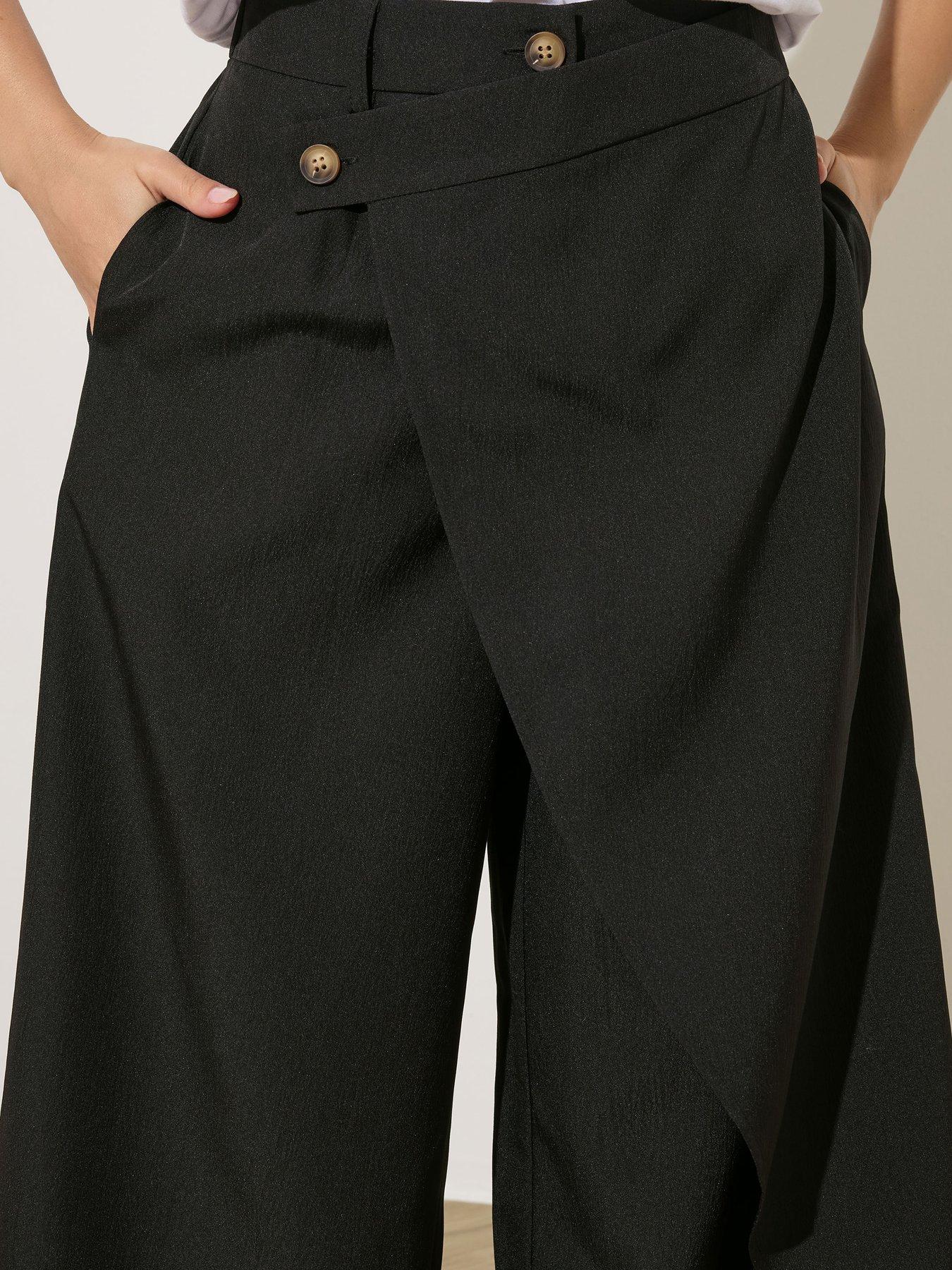  image of pixiegirl-petite-wrap-wide-leg-trousers-black