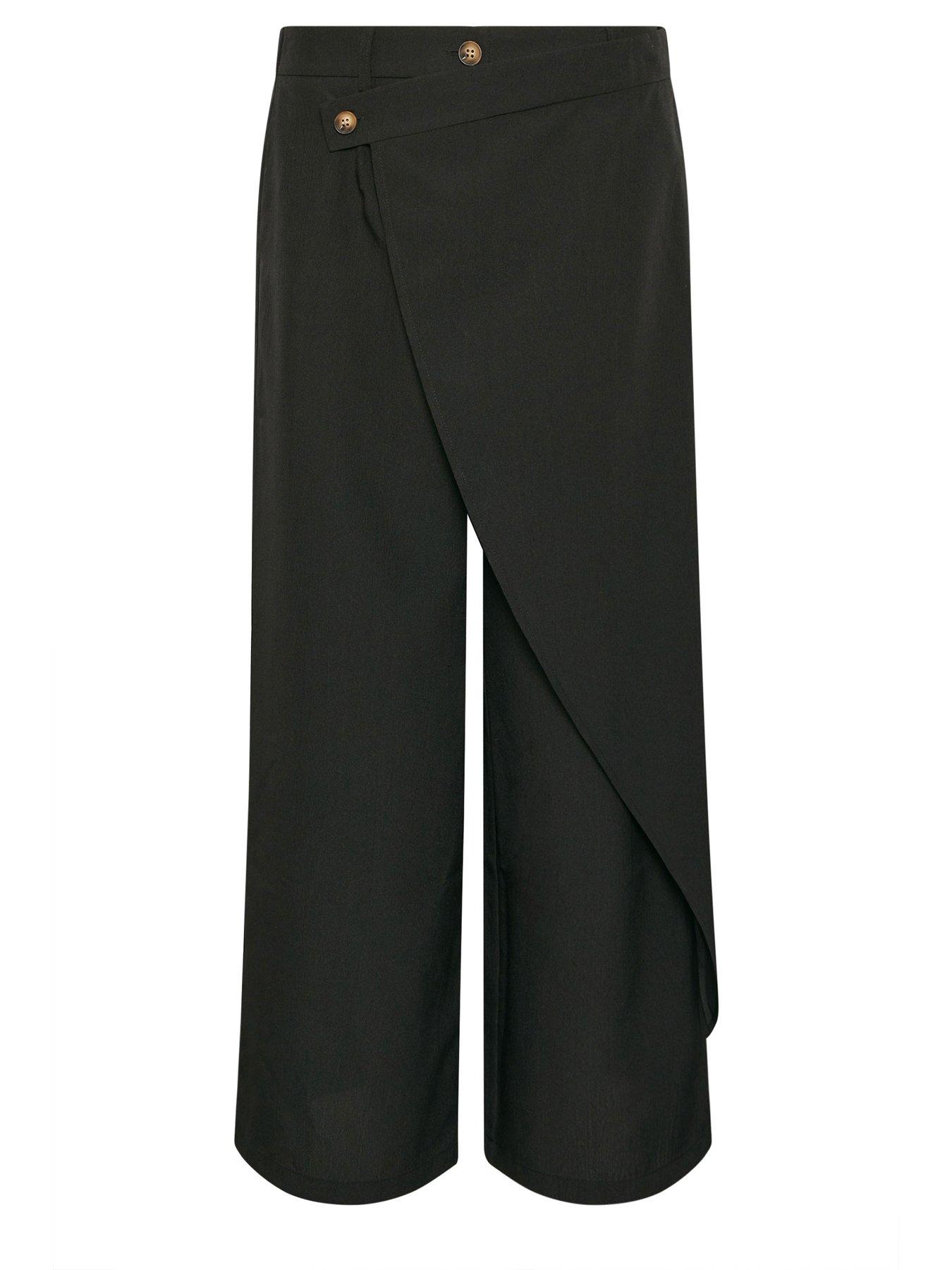  image of pixiegirl-petite-wrap-wide-leg-trousers-black