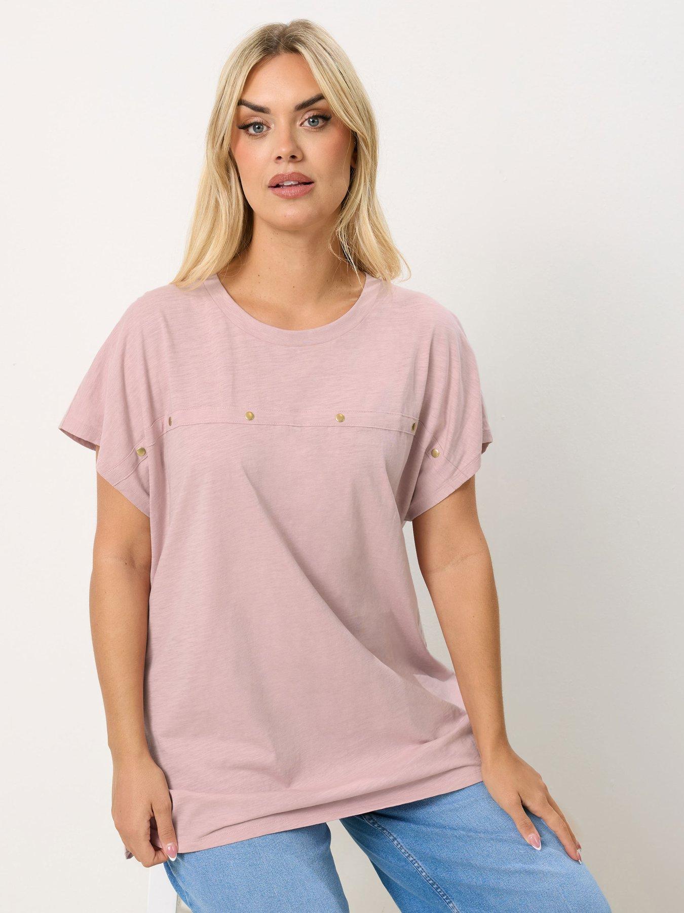 Yours Curve Cotton Slub Stud T-shirt