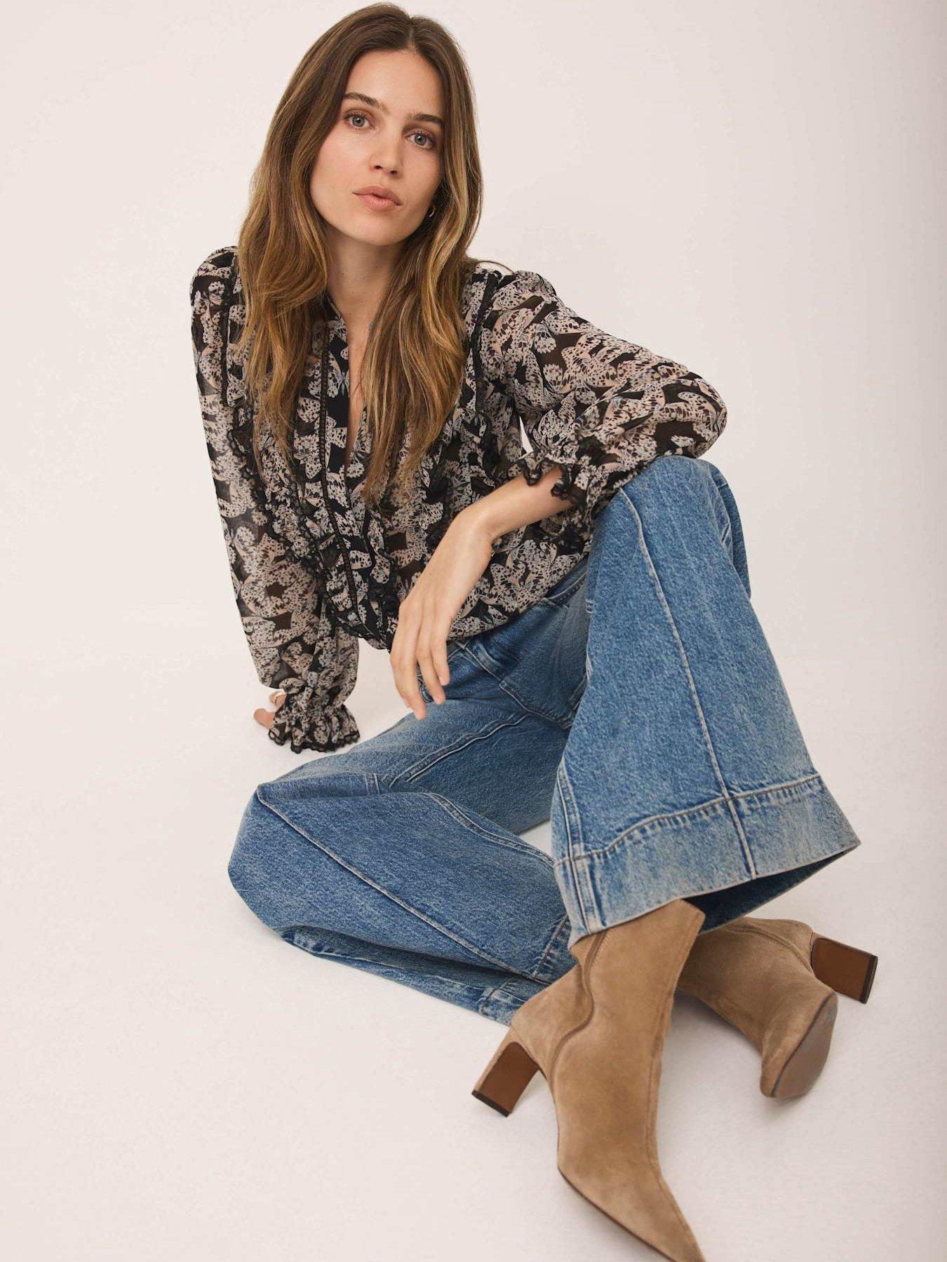 Mint Velvet Butterfly Print Blouse - Navy