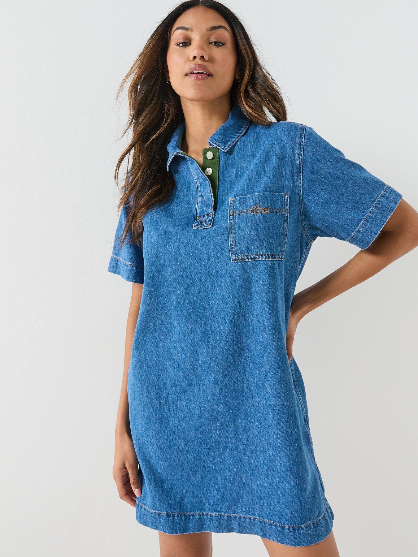 Lacoste Denim Shirt Dress - Blue