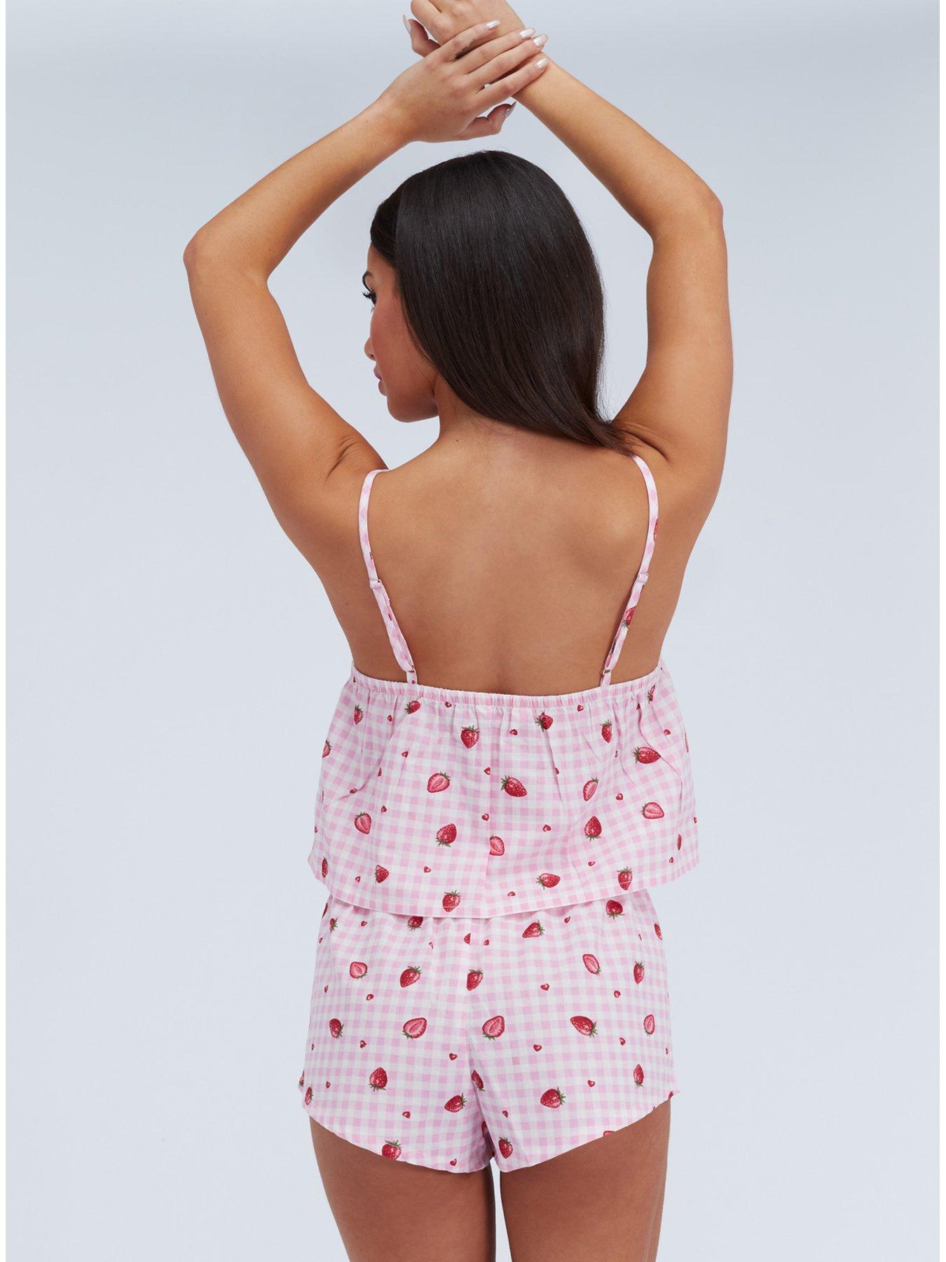  image of boux-avenue-strawberry-cotton-cami-set-pink