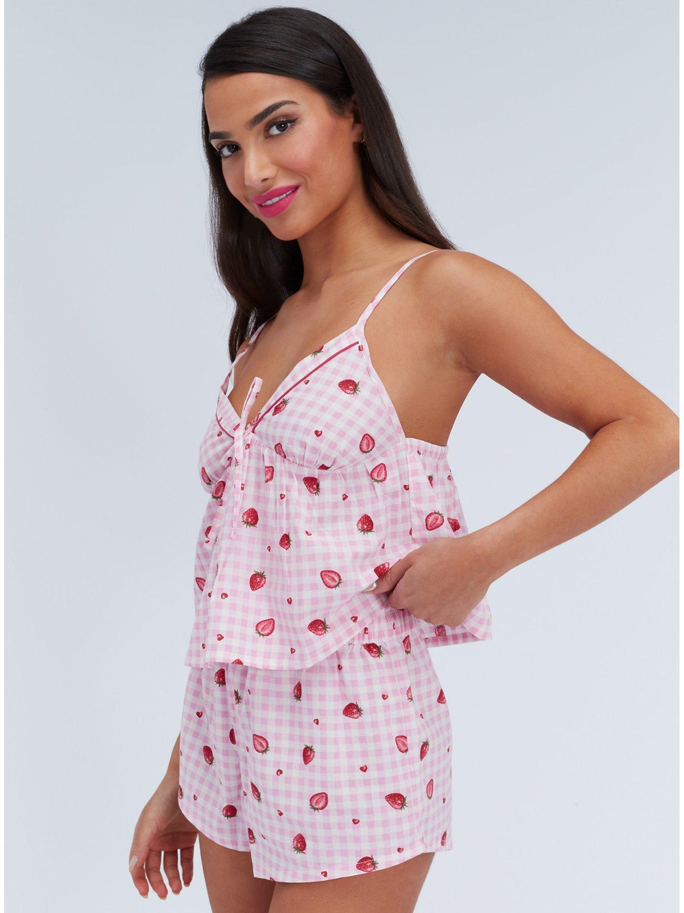  image of boux-avenue-strawberry-cotton-cami-set-pink