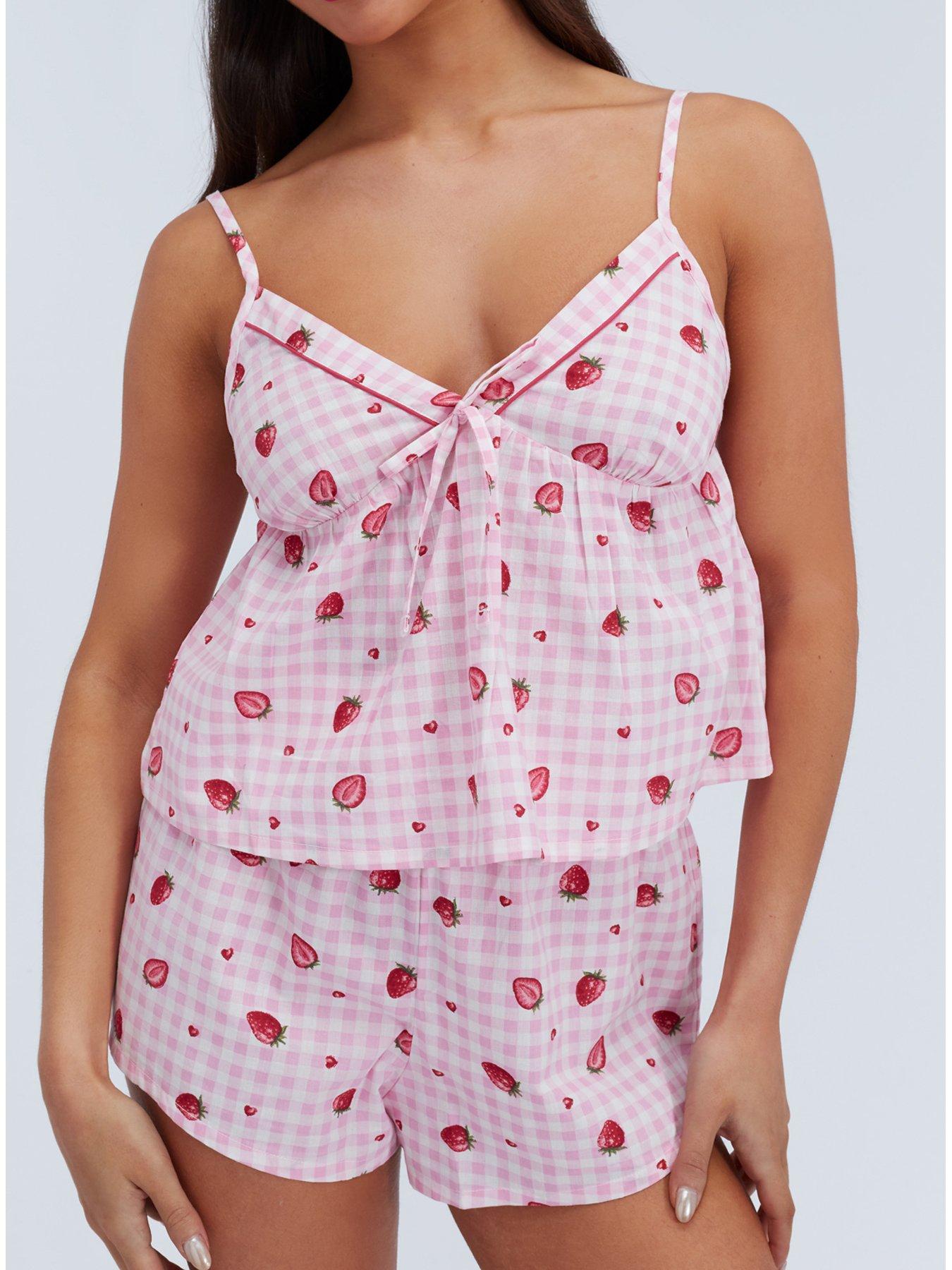  image of boux-avenue-strawberry-cotton-cami-set-pink