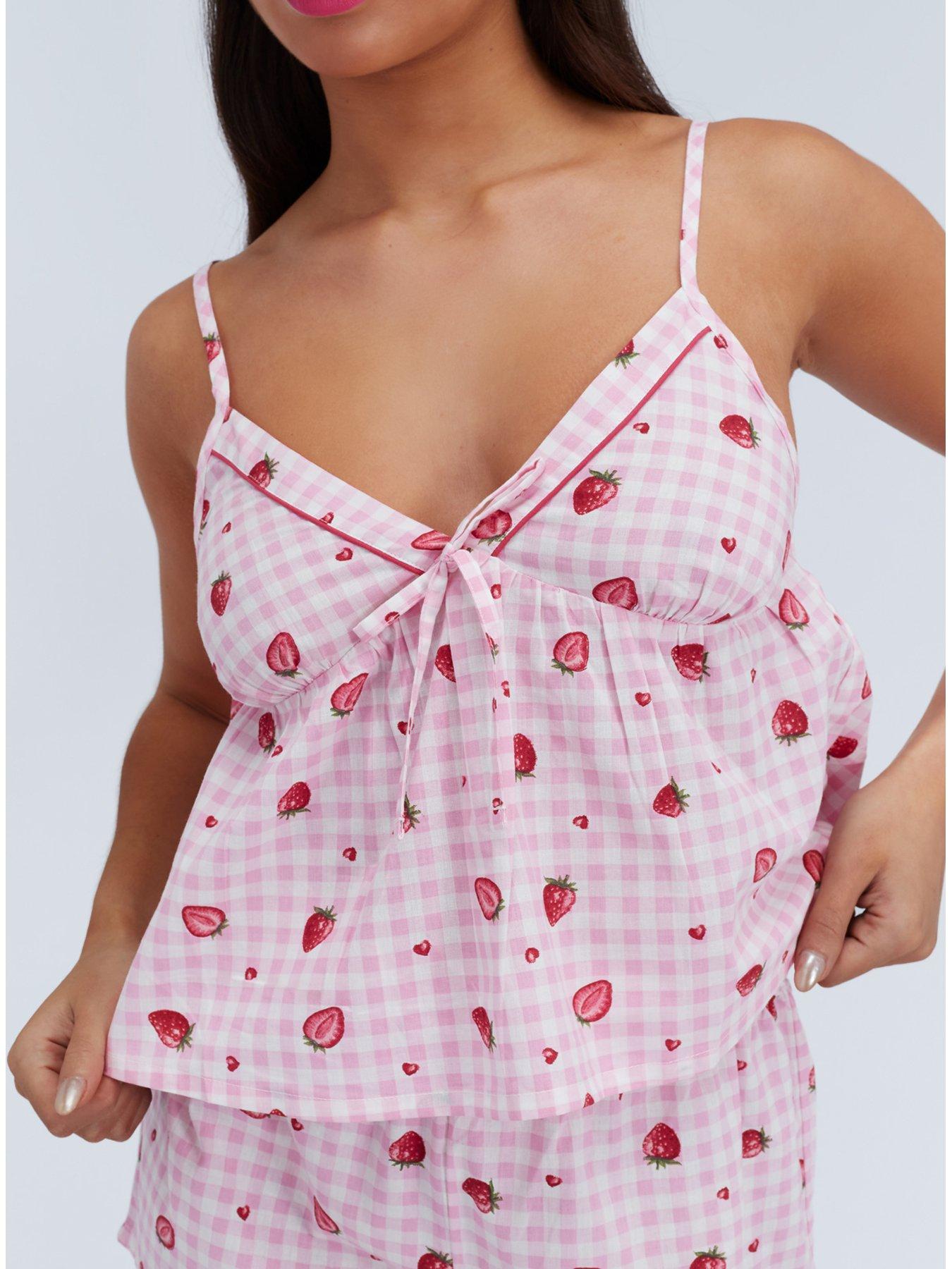  image of boux-avenue-strawberry-cotton-cami-set-pink