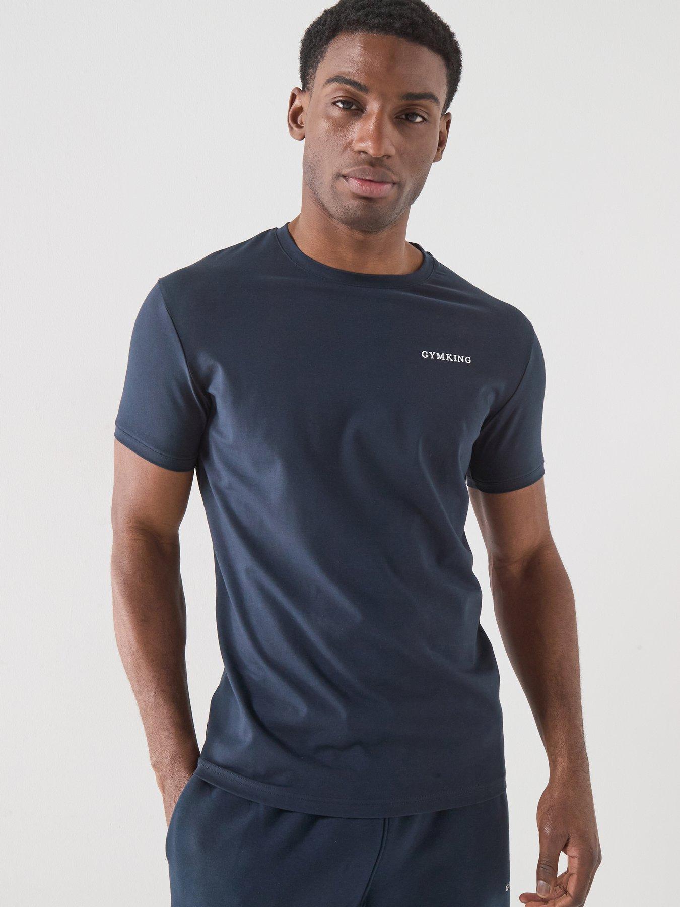 Gym King Mens Fundamental Linear T-Shirt - Navy
