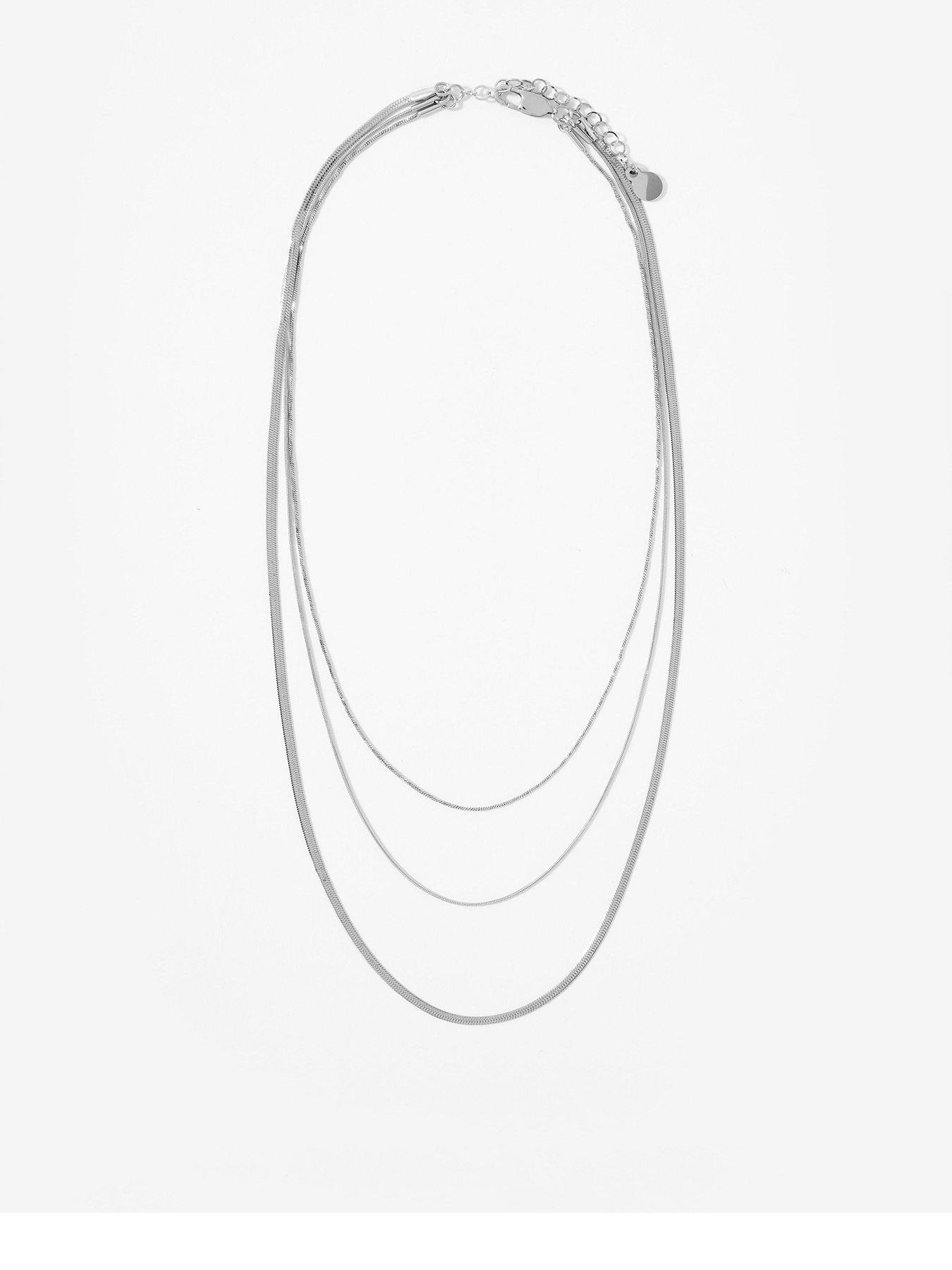 Mint Velvet Stainless Steel Triple Chain - Silver