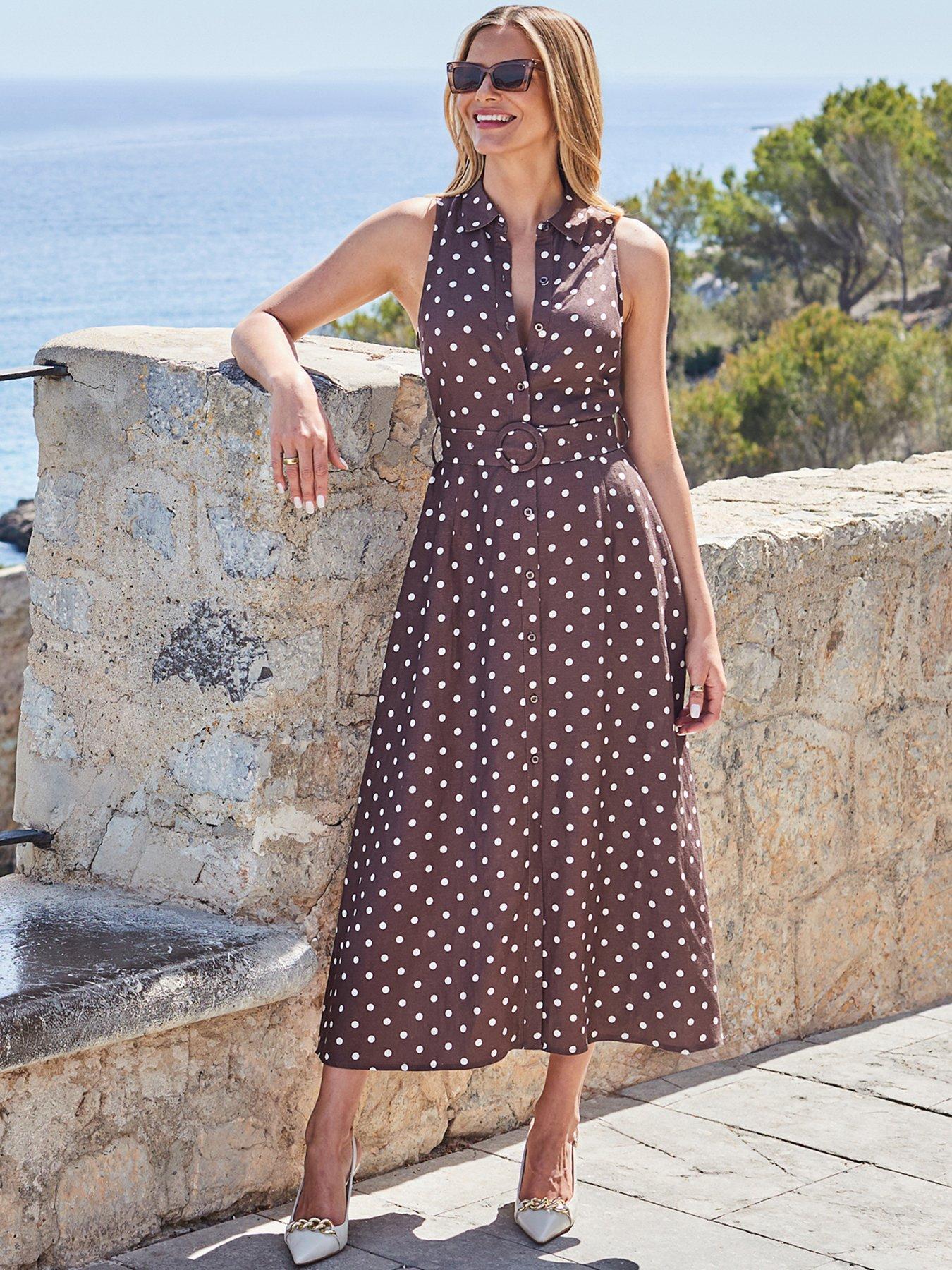 Sosandar Sleeveless Linen Shirt Dress - Brown