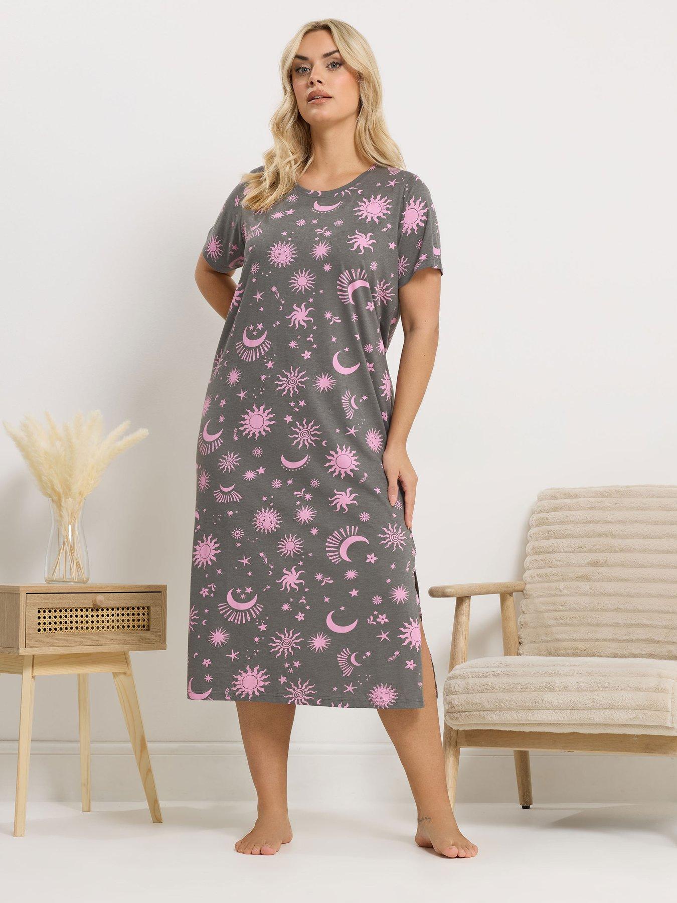 Image 1 of 5 of Yours Curve Celestial Midaxi Nightdress - Grey