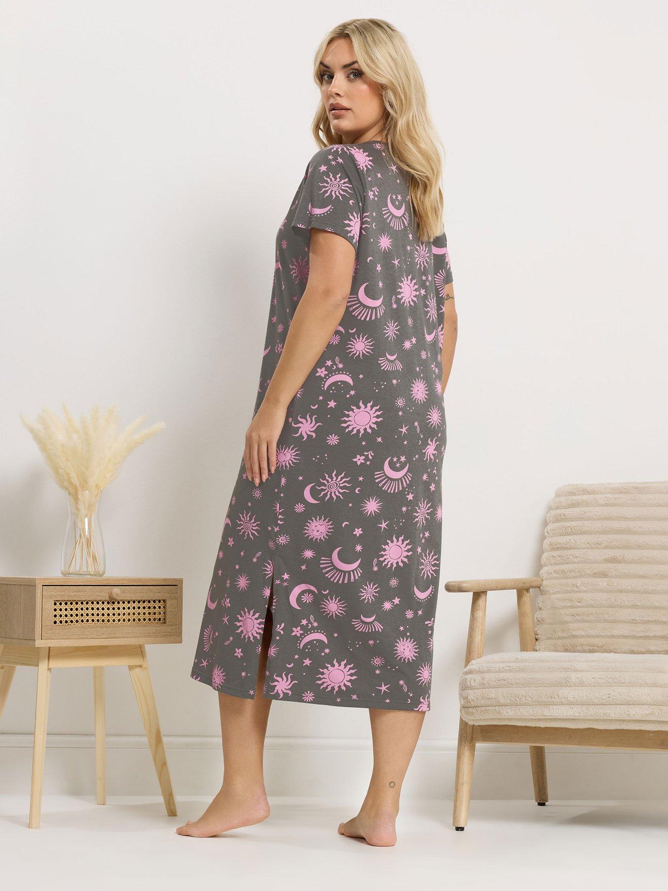 Image 2 of 5 of Yours Curve Celestial Midaxi Nightdress - Grey