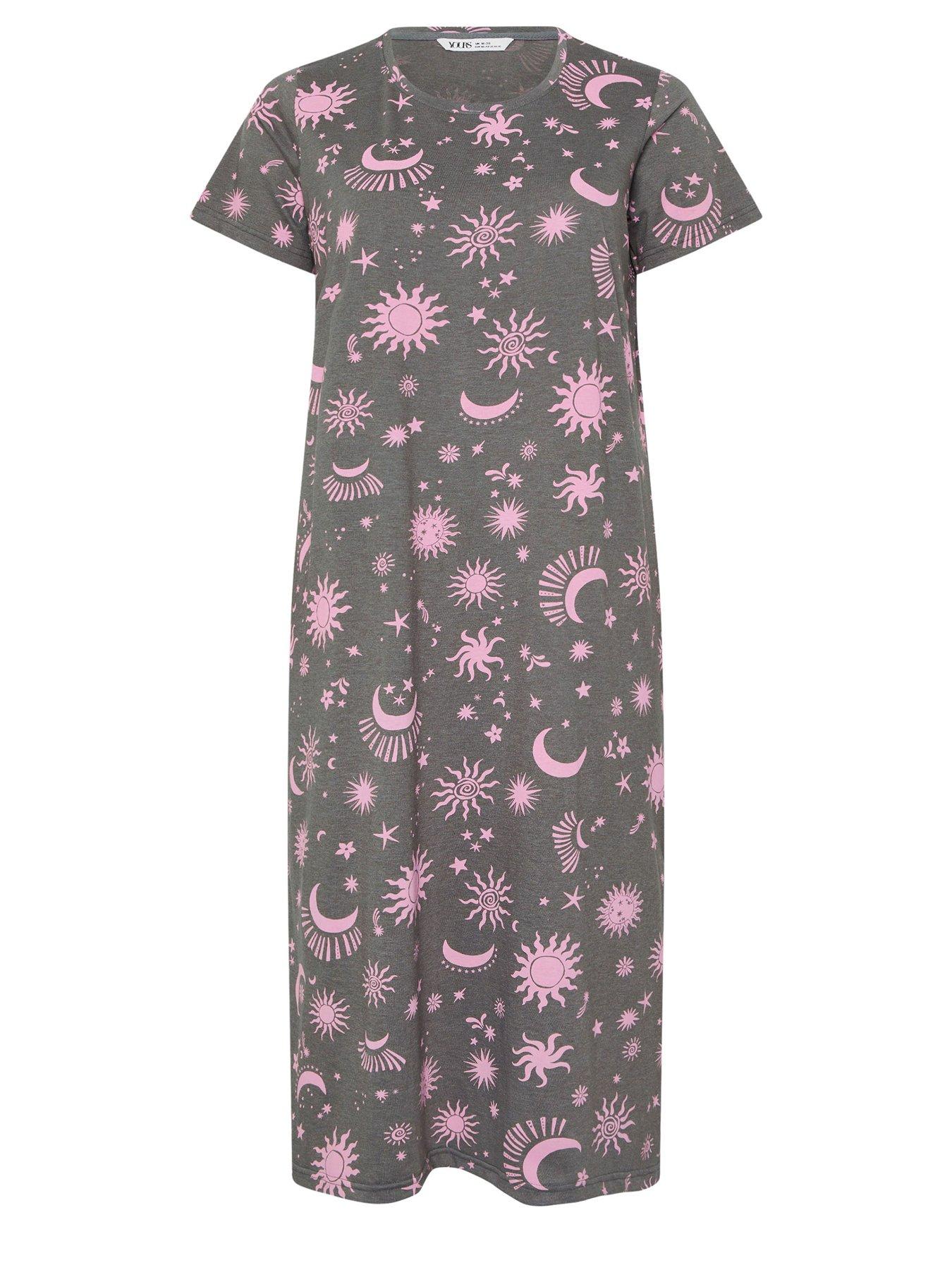 Image 5 of 5 of Yours Curve Celestial Midaxi Nightdress - Grey