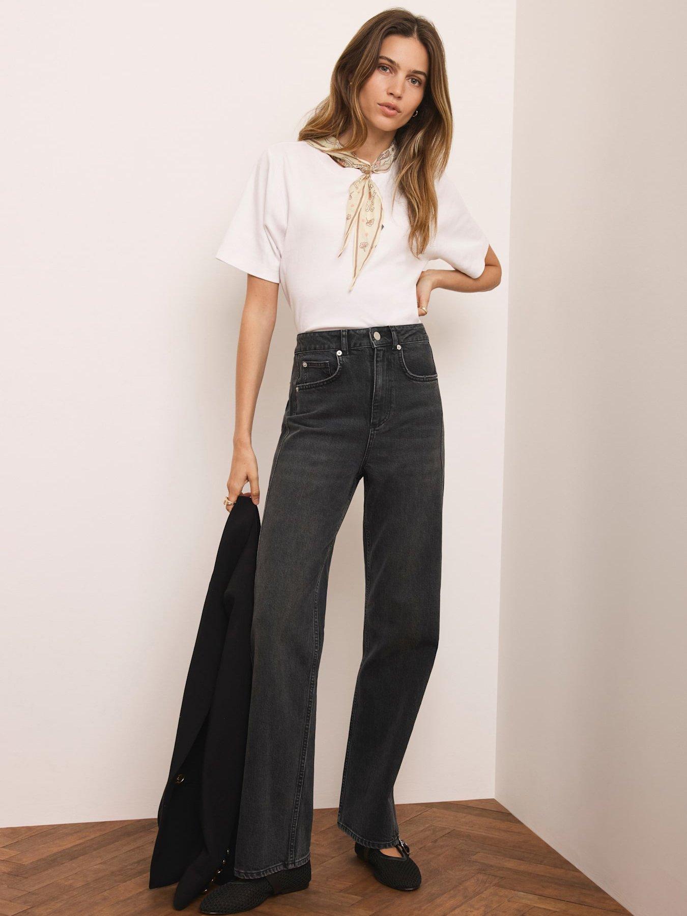 Mint Velvet Column Straight Jeans - Black Wash
