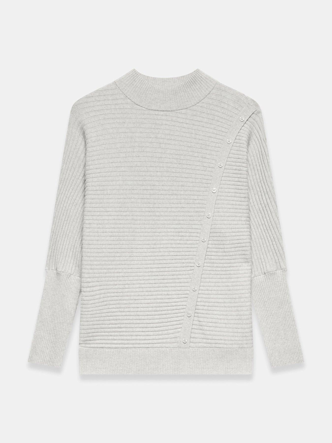  image of mint-velvet-asymmetric-button-jumper-grey