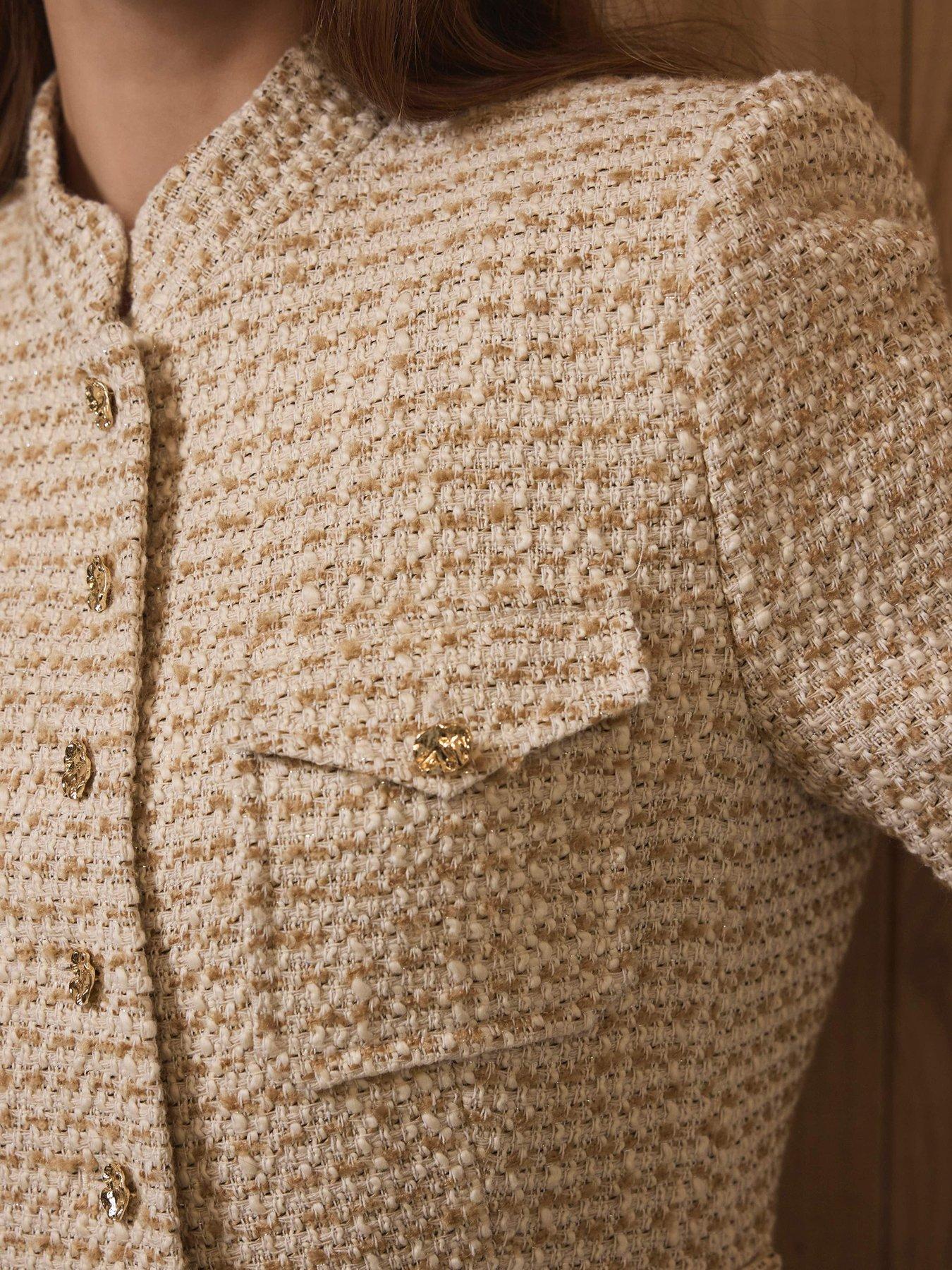 Image 3 of 6 of Mint Velvet Neutral Boucle Jacket - Cream