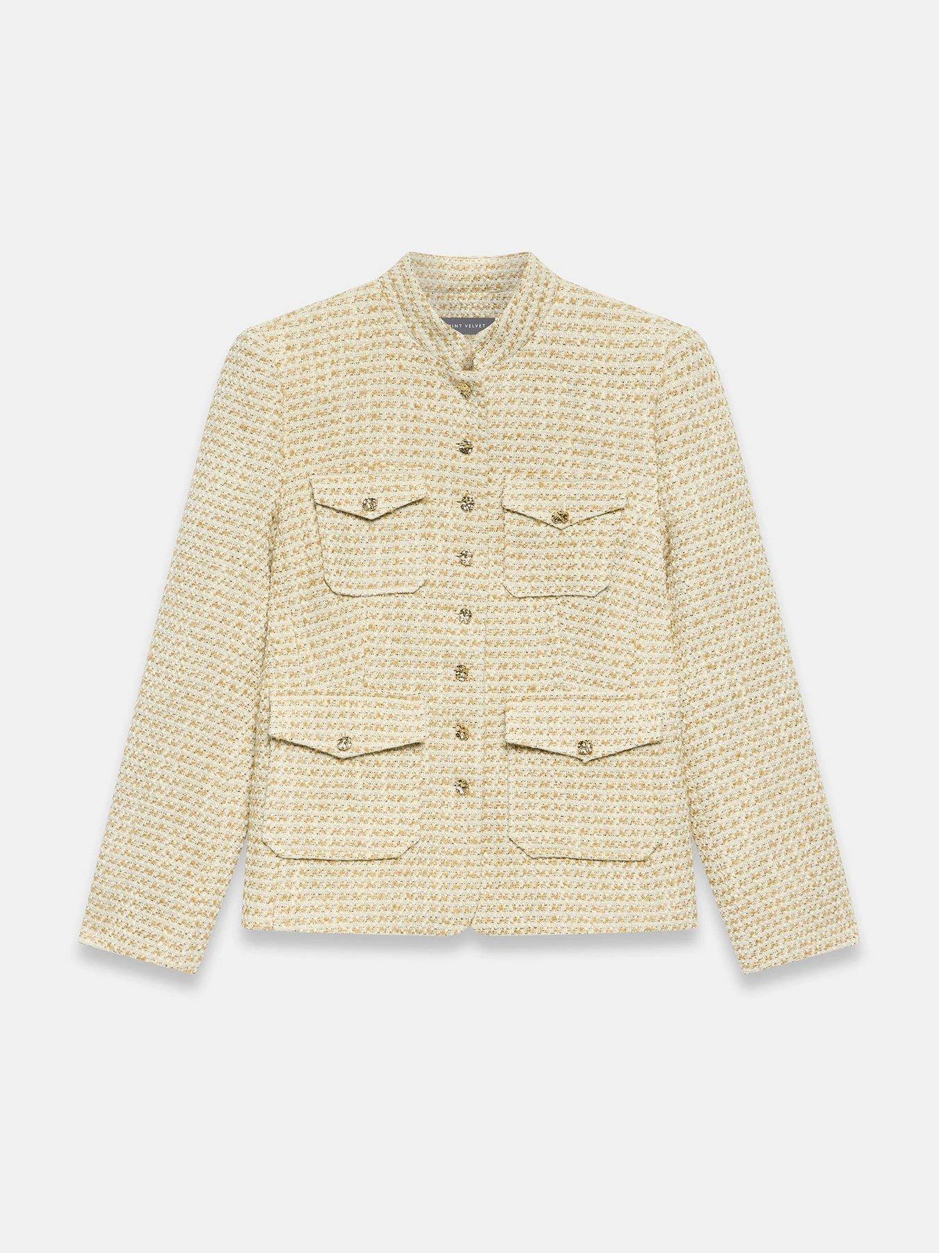 Image 5 of 6 of Mint Velvet Neutral Boucle Jacket - Cream