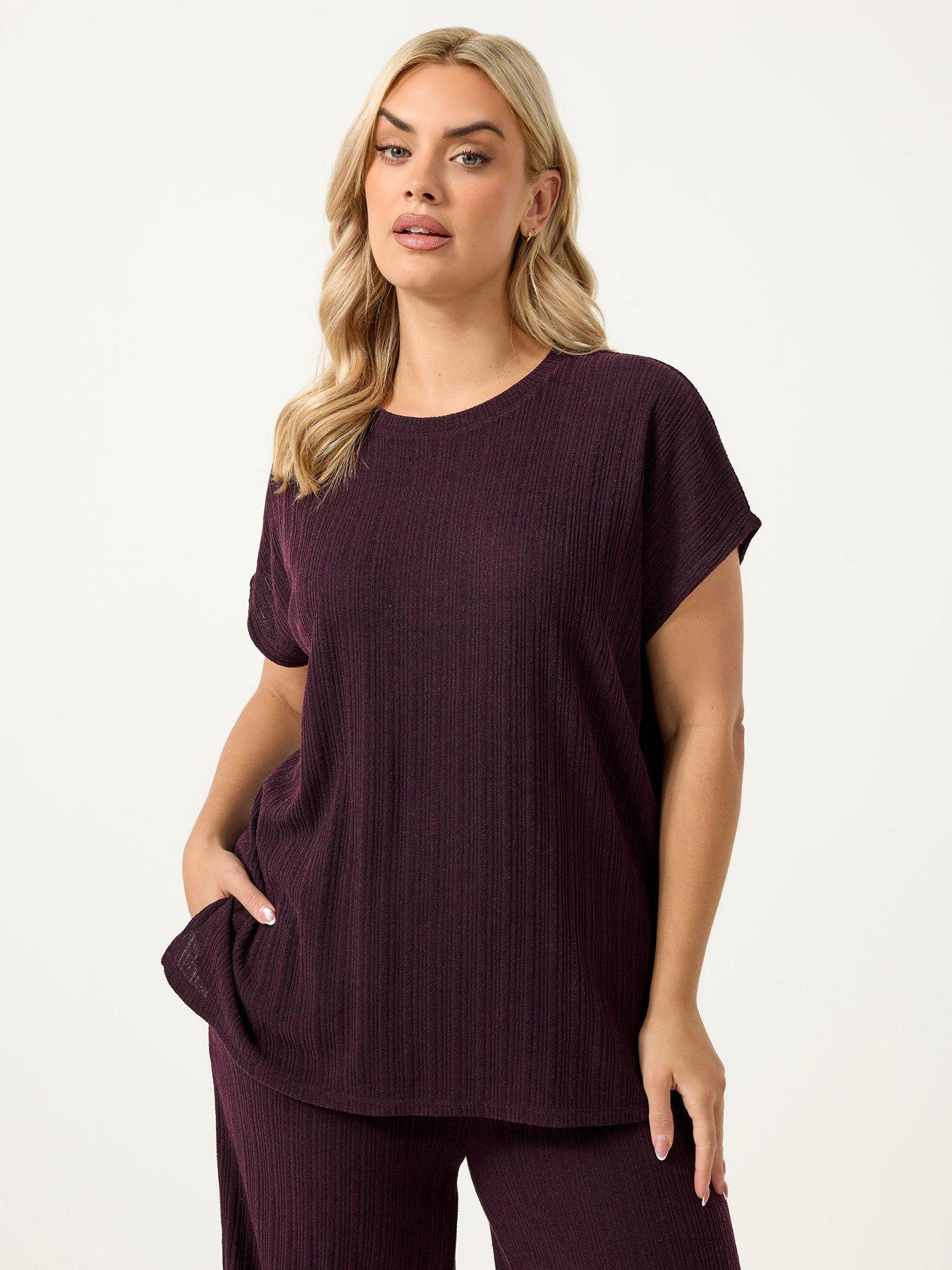 yours-curve-knitted-t-shirt-dark-purple