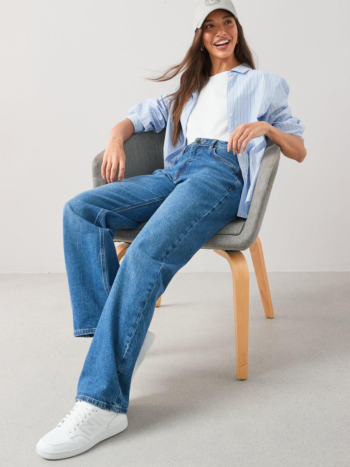 The Very Collection Short Baggy Low Rise Jeans - Mid Wash | Littlewoods