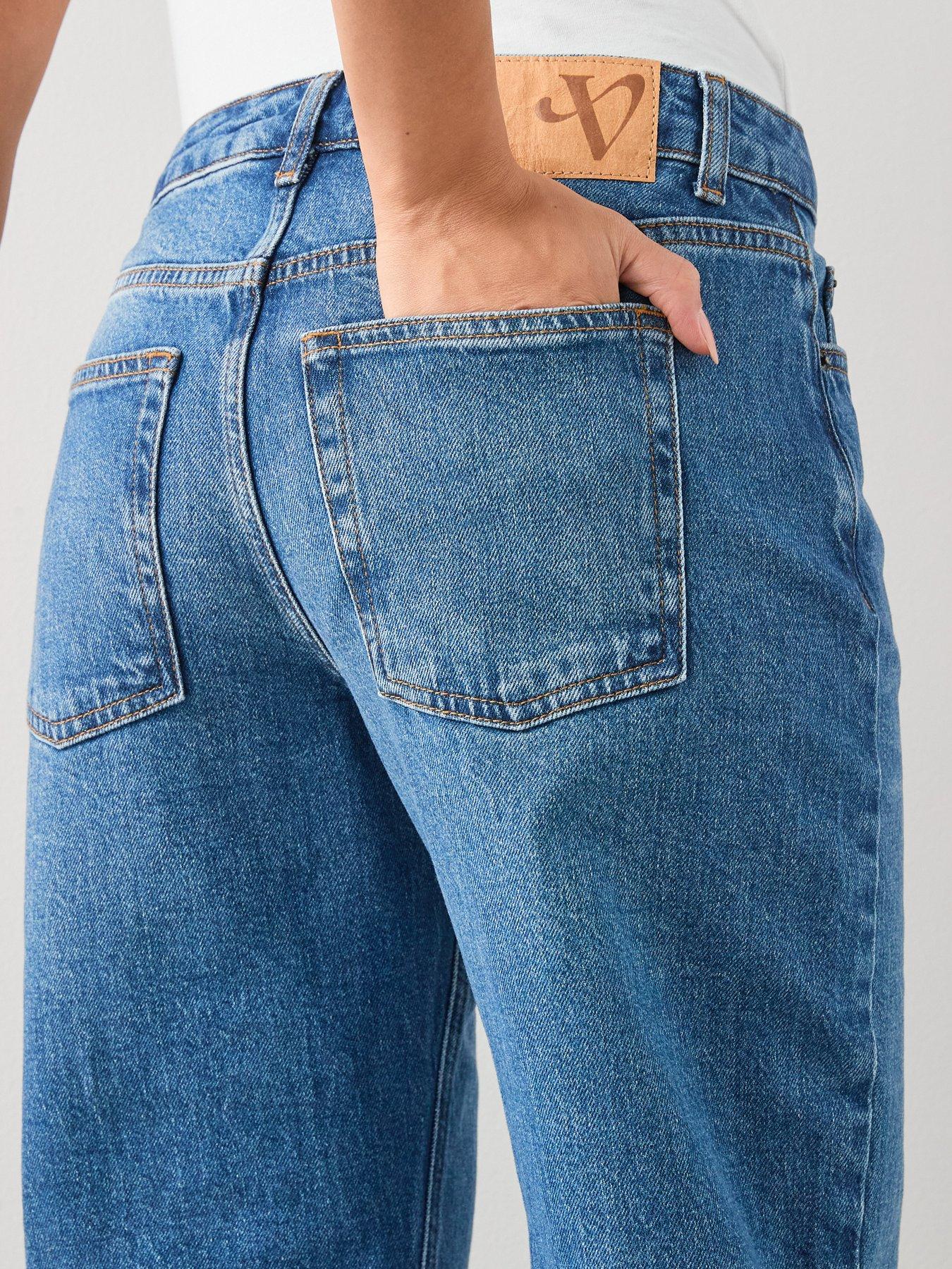 The Very Collection Short Baggy Low Rise Jeans - Mid Wash | Littlewoods