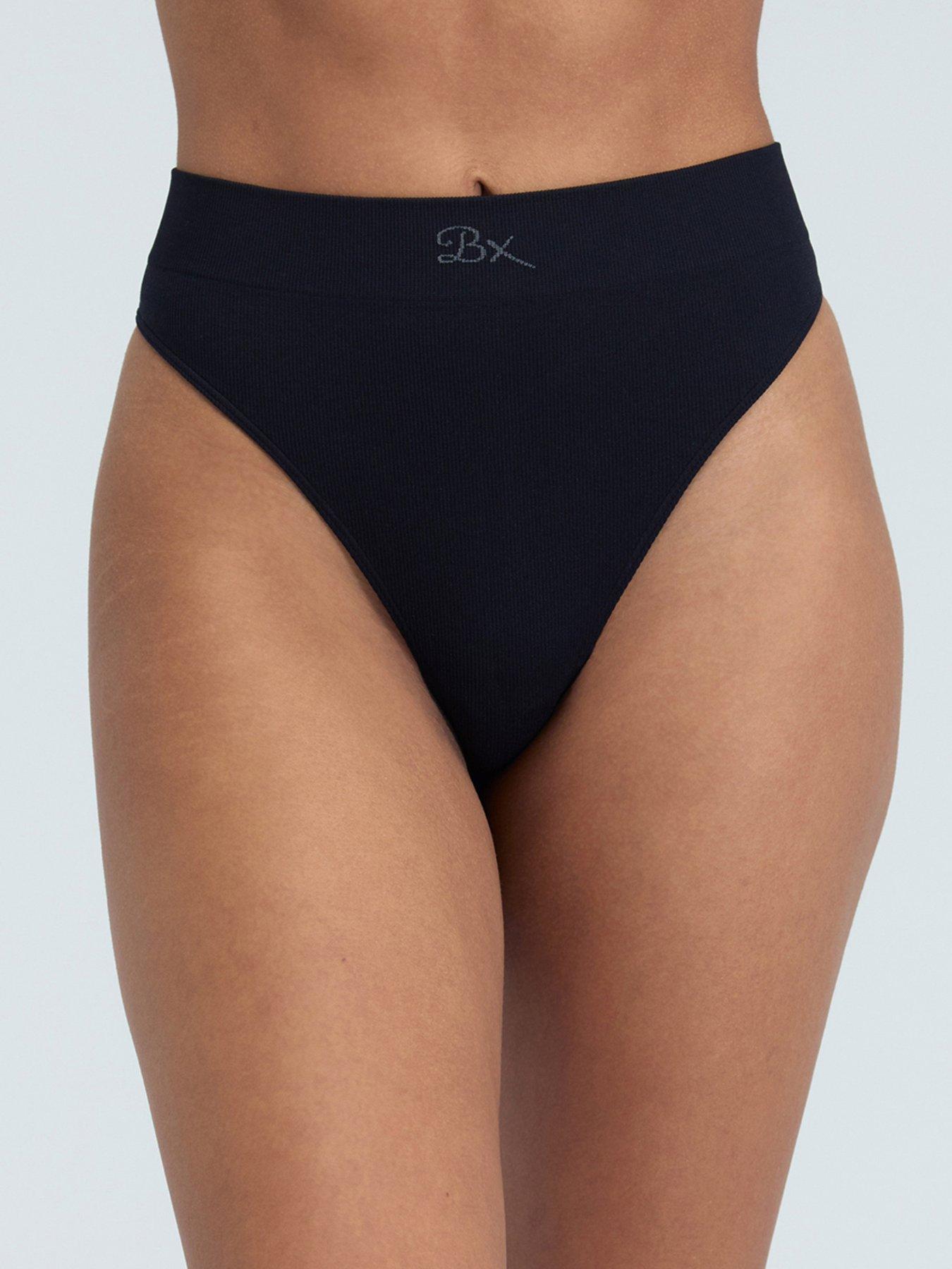 Image 1 of 5 of Boux Avenue Rib Seamless Thongs - Black