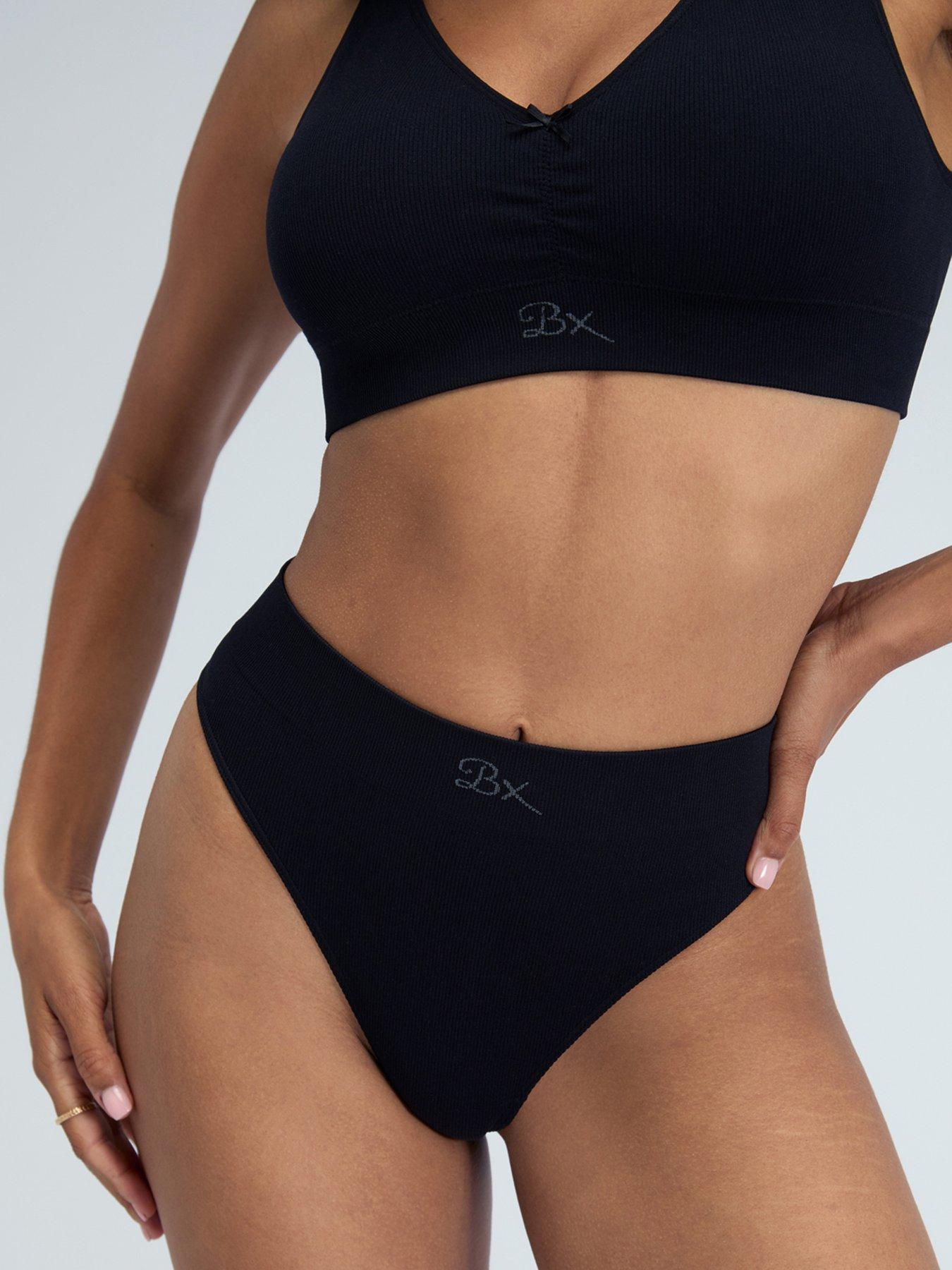 Image 5 of 5 of Boux Avenue Rib Seamless Thongs - Black