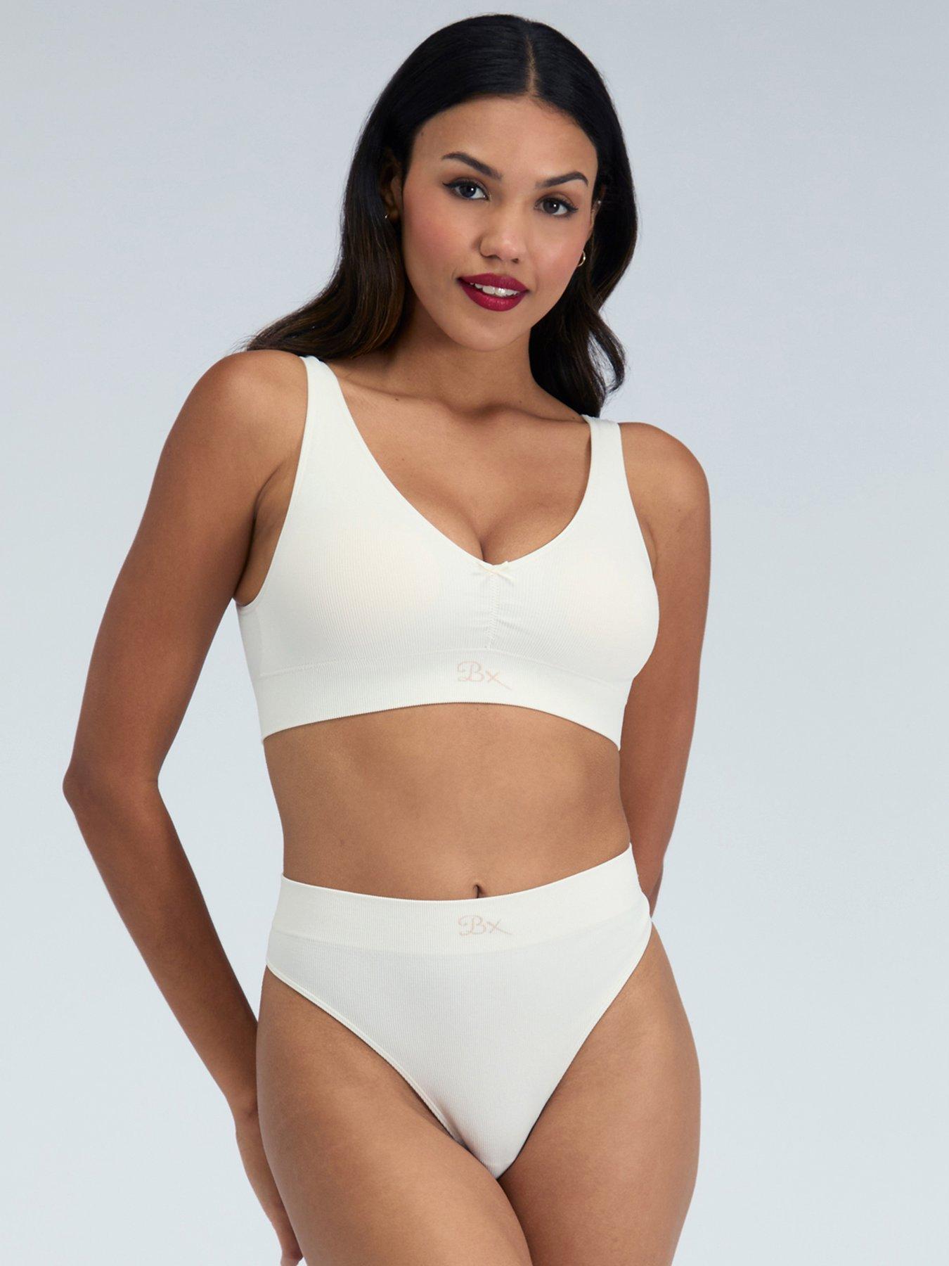  image of boux-avenue-rib-seamless-thong-cream