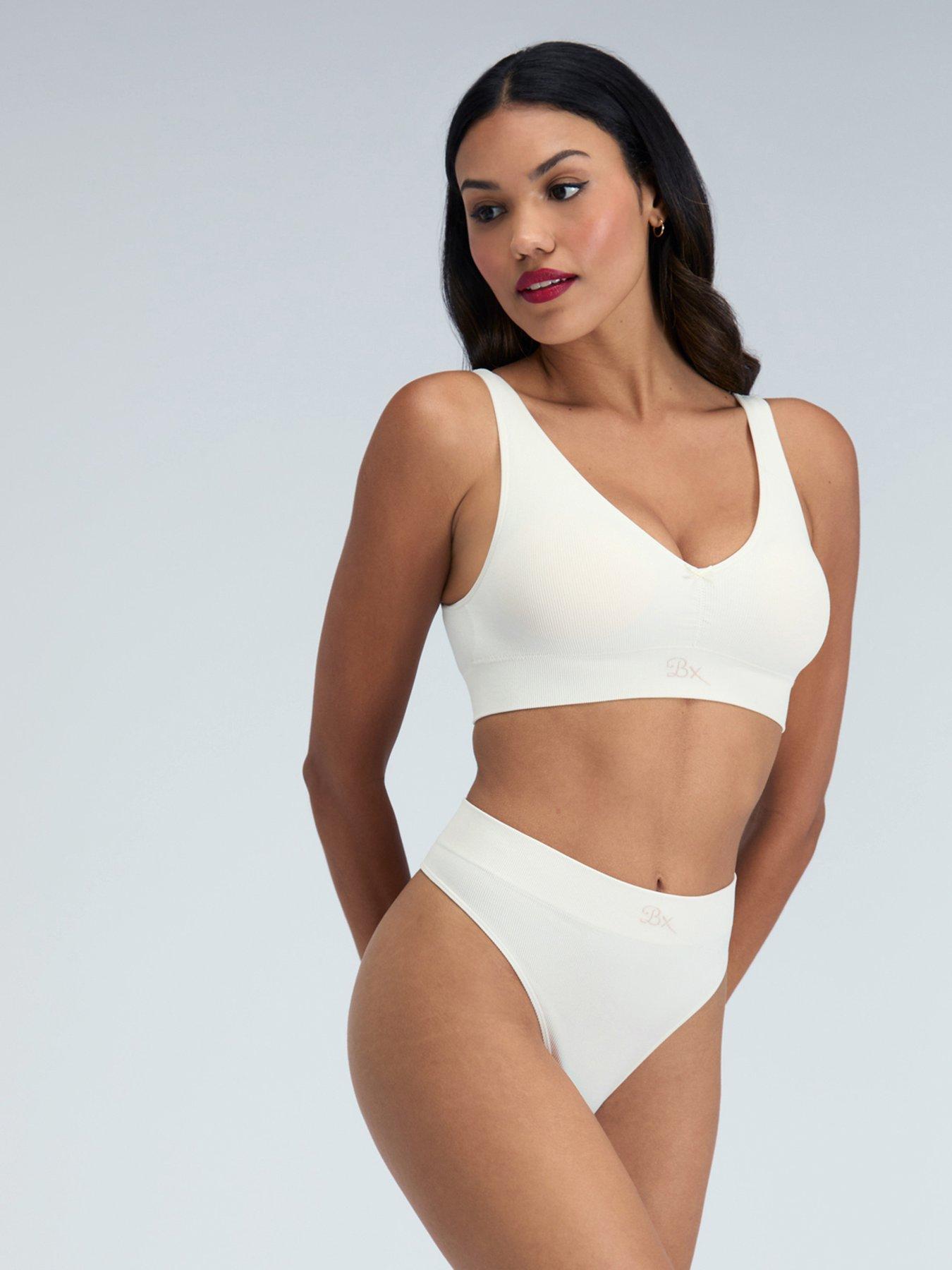  image of boux-avenue-rib-seamless-thong-cream