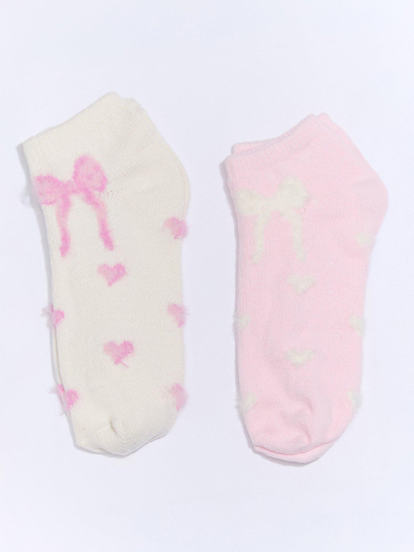  image of boux-avenue-bow-2-pack-trainer-socks-pink