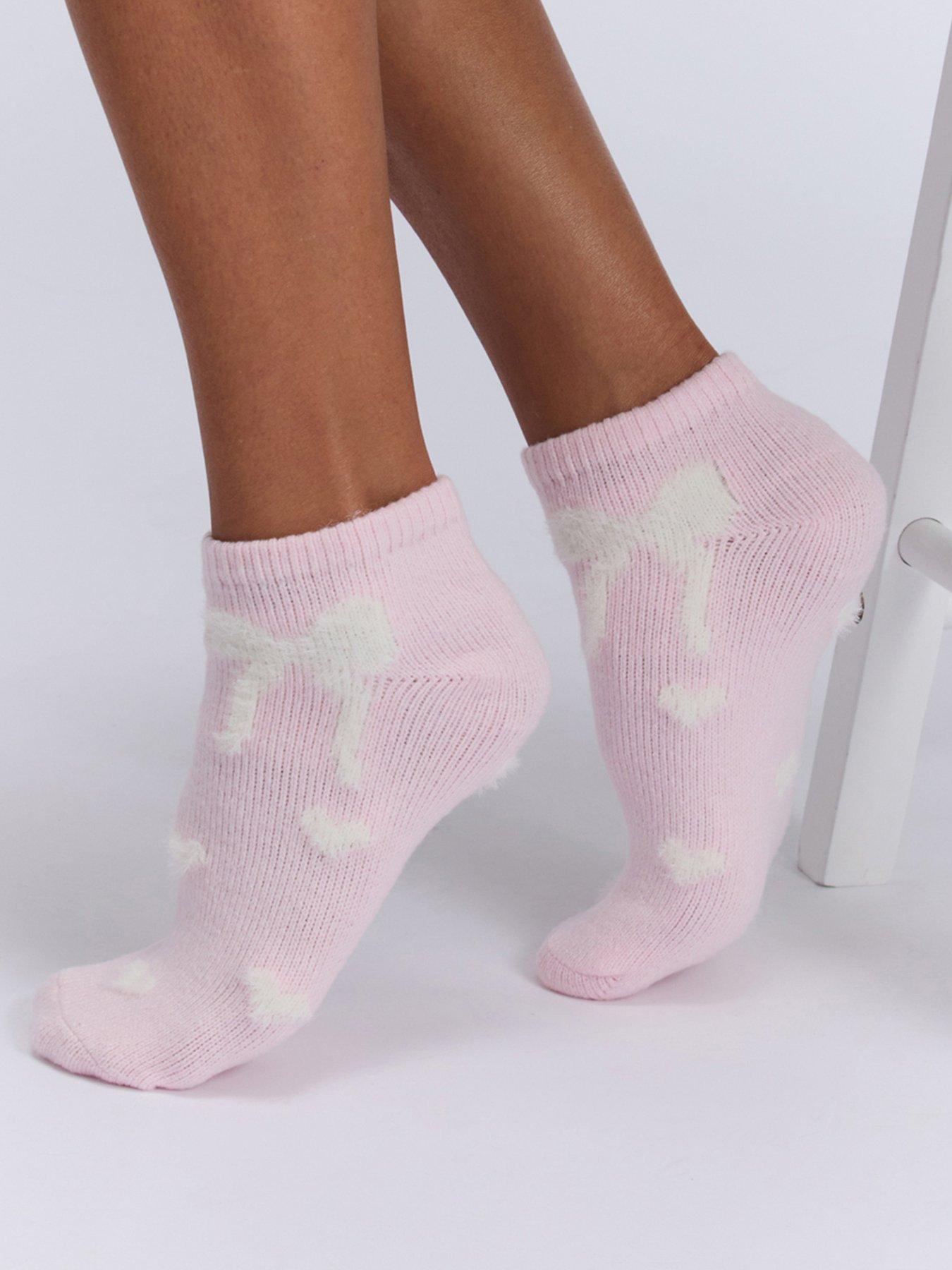  image of boux-avenue-bow-2-pack-trainer-socks-pink