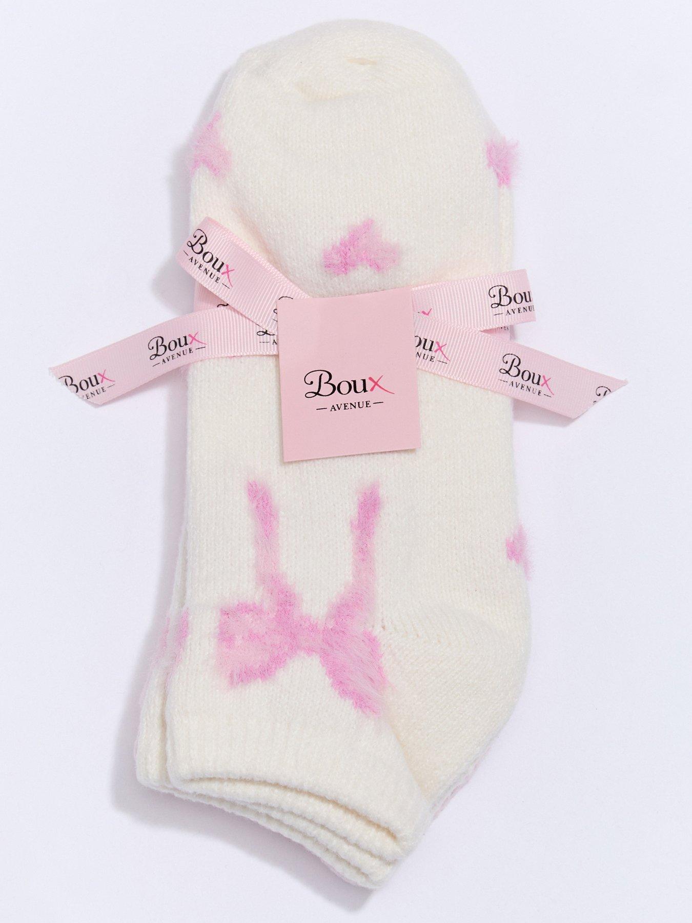  image of boux-avenue-bow-2-pack-trainer-socks-pink